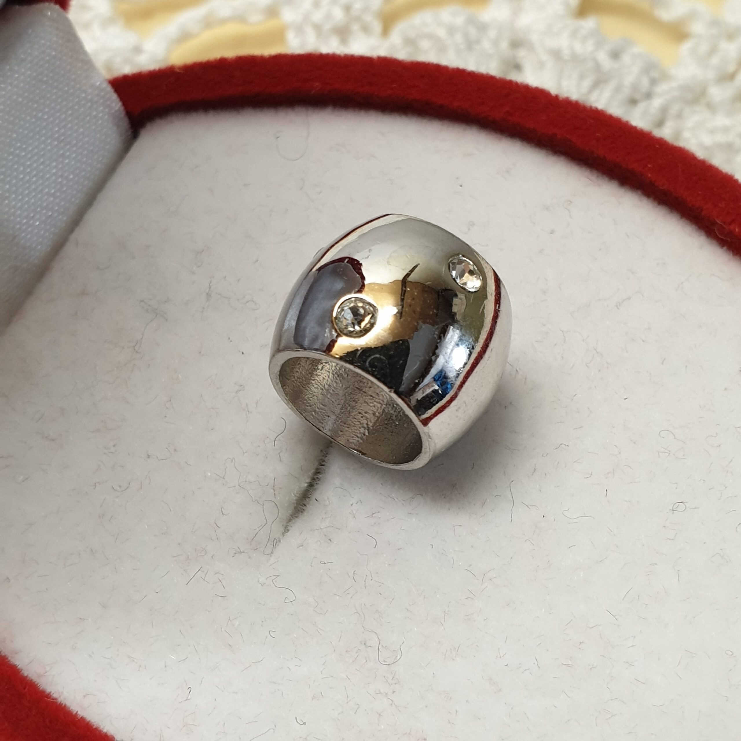 Anhänger ohne Kette Armband Charms Bead Silber Kristalle klar edel Vintage SKA1534 – Bild 2