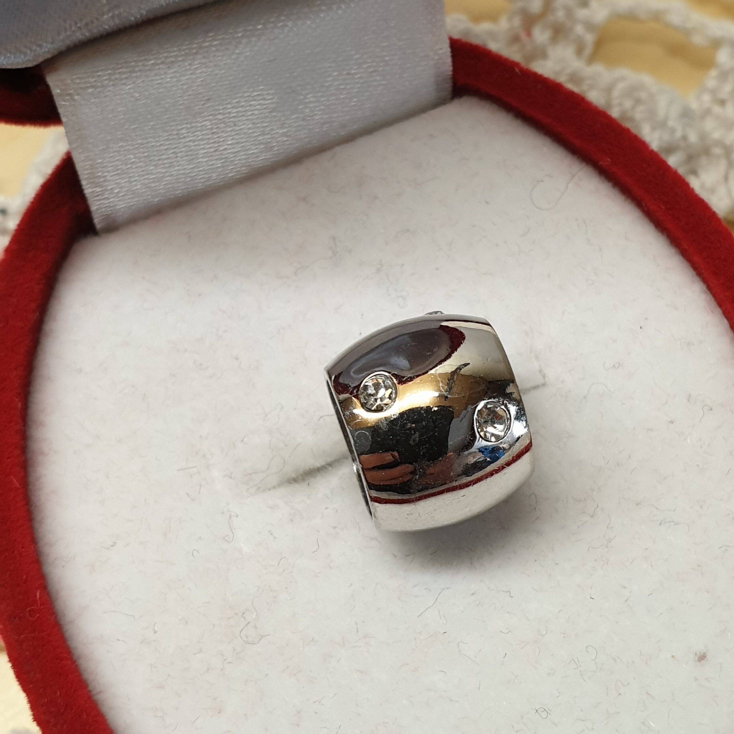 Anhänger ohne Kette Armband Charms Bead Silber Kristalle klar edel Vintage SKA1534 – Bild 3