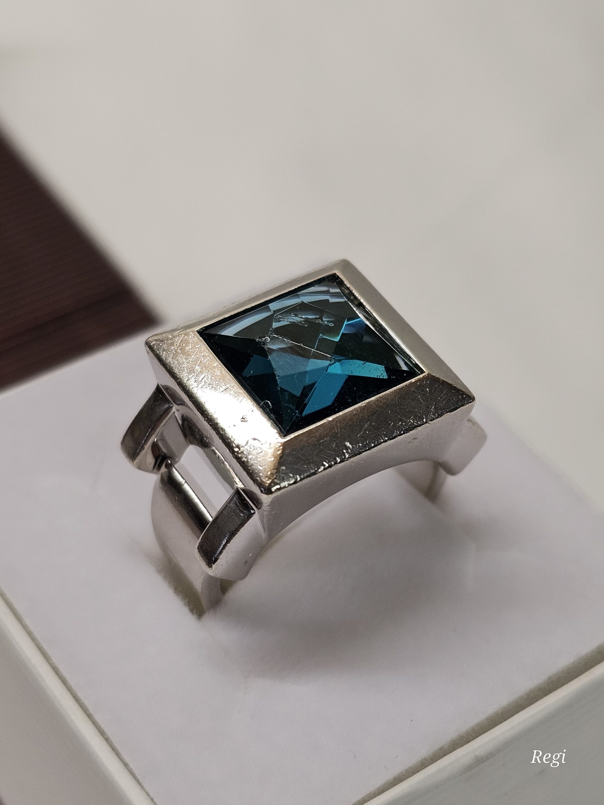 19,3 mm Prachtvoller massiver Design Ring Silber 925 Kristall petrolfarben Vintage Eleganz SR1175 – Bild 5