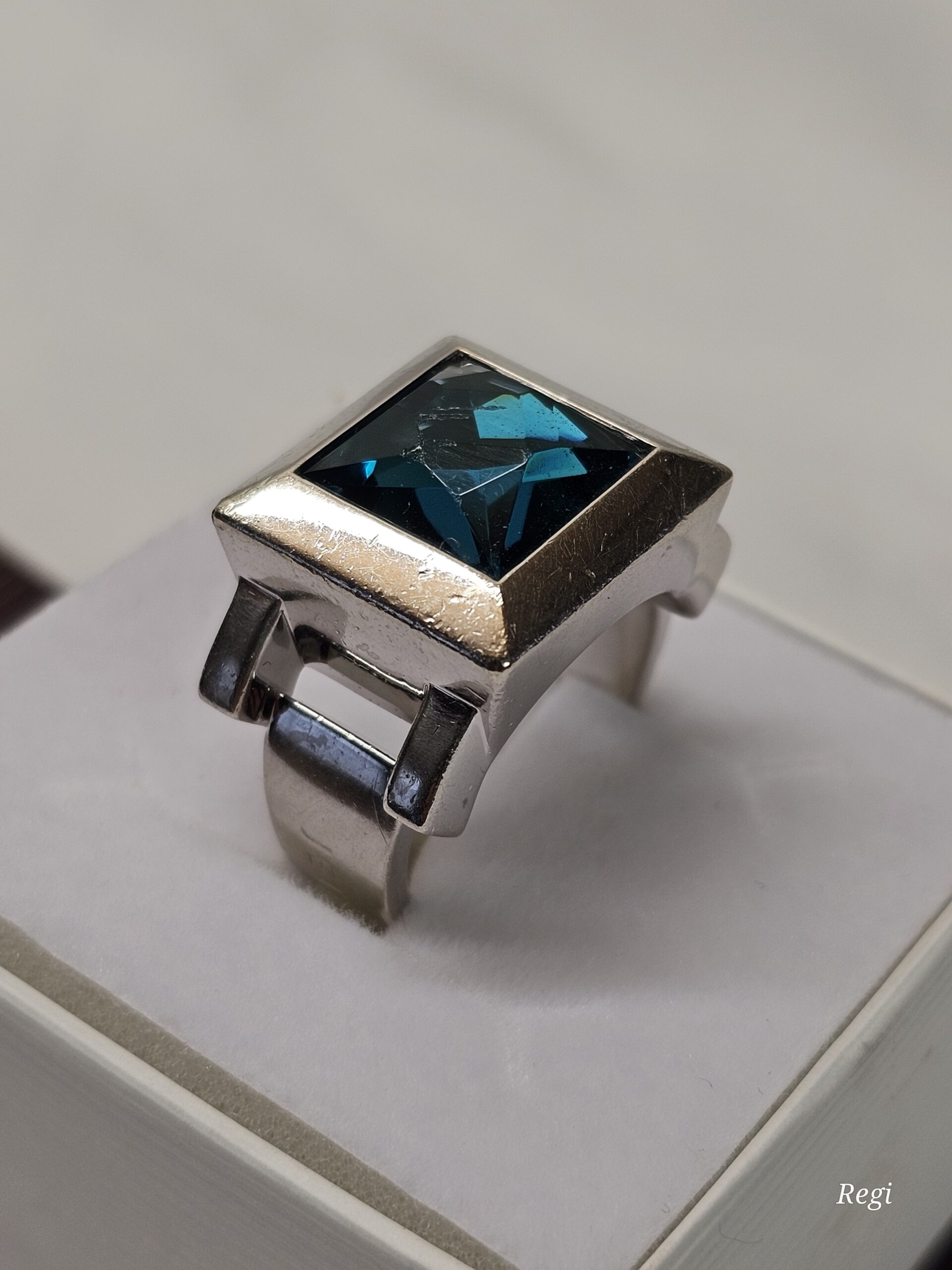 19,3 mm Prachtvoller massiver Design Ring Silber 925 Kristall petrolfarben Vintage Eleganz SR1175 – Bild 4