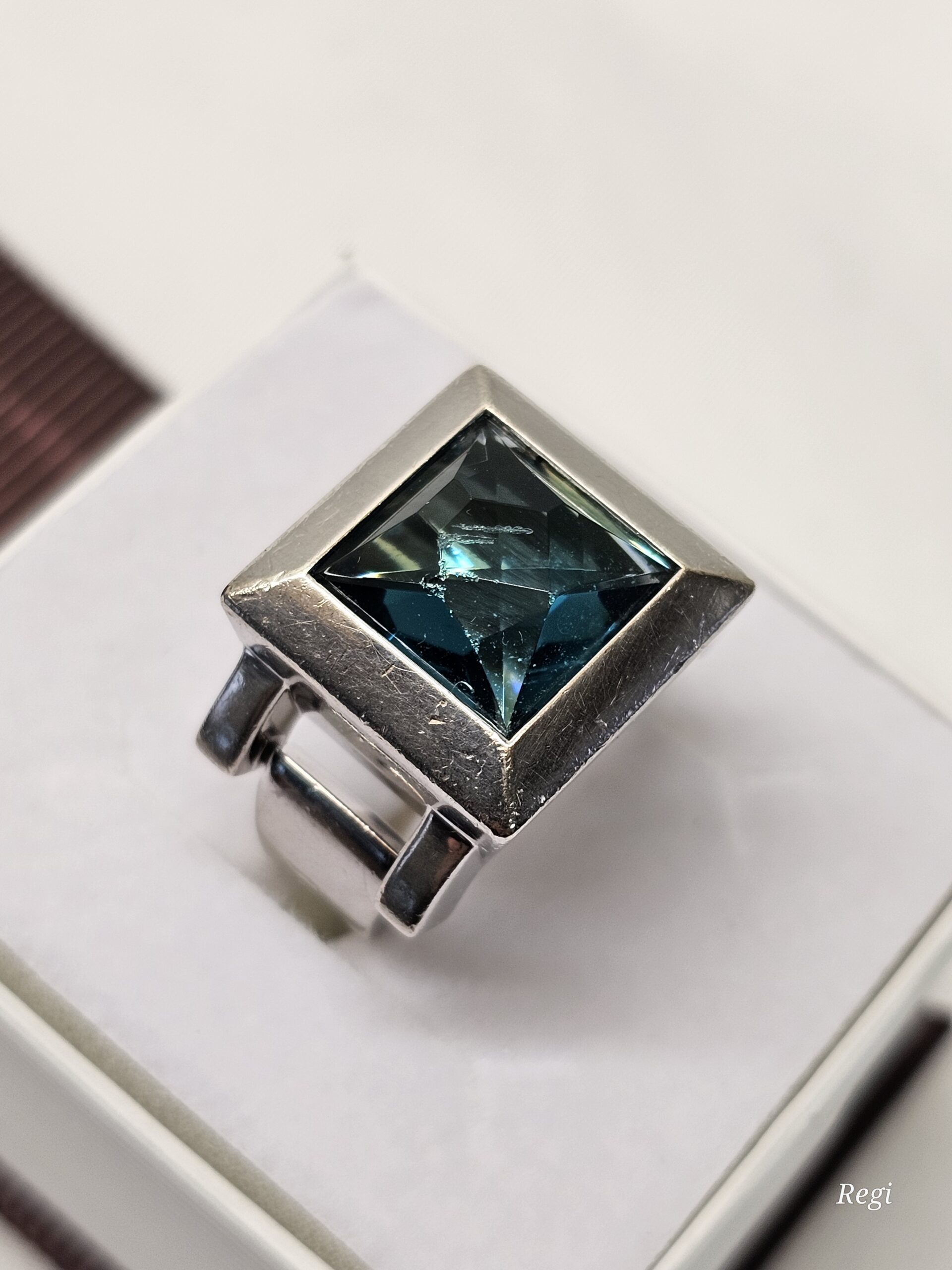 19,3 mm Prachtvoller massiver Design Ring Silber 925 Kristall petrolfarben Vintage Eleganz SR1175 – Bild 3