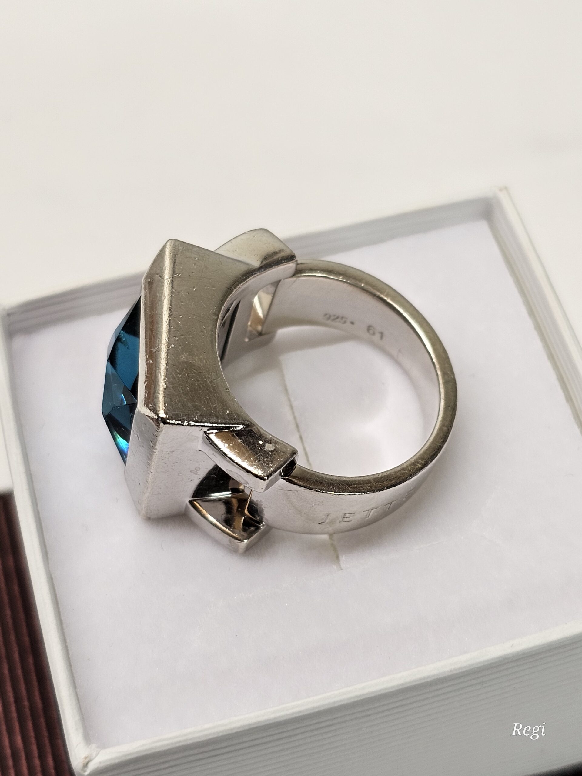 19,3 mm Prachtvoller massiver Design Ring Silber 925 Kristall petrolfarben Vintage Eleganz SR1175 – Bild 2