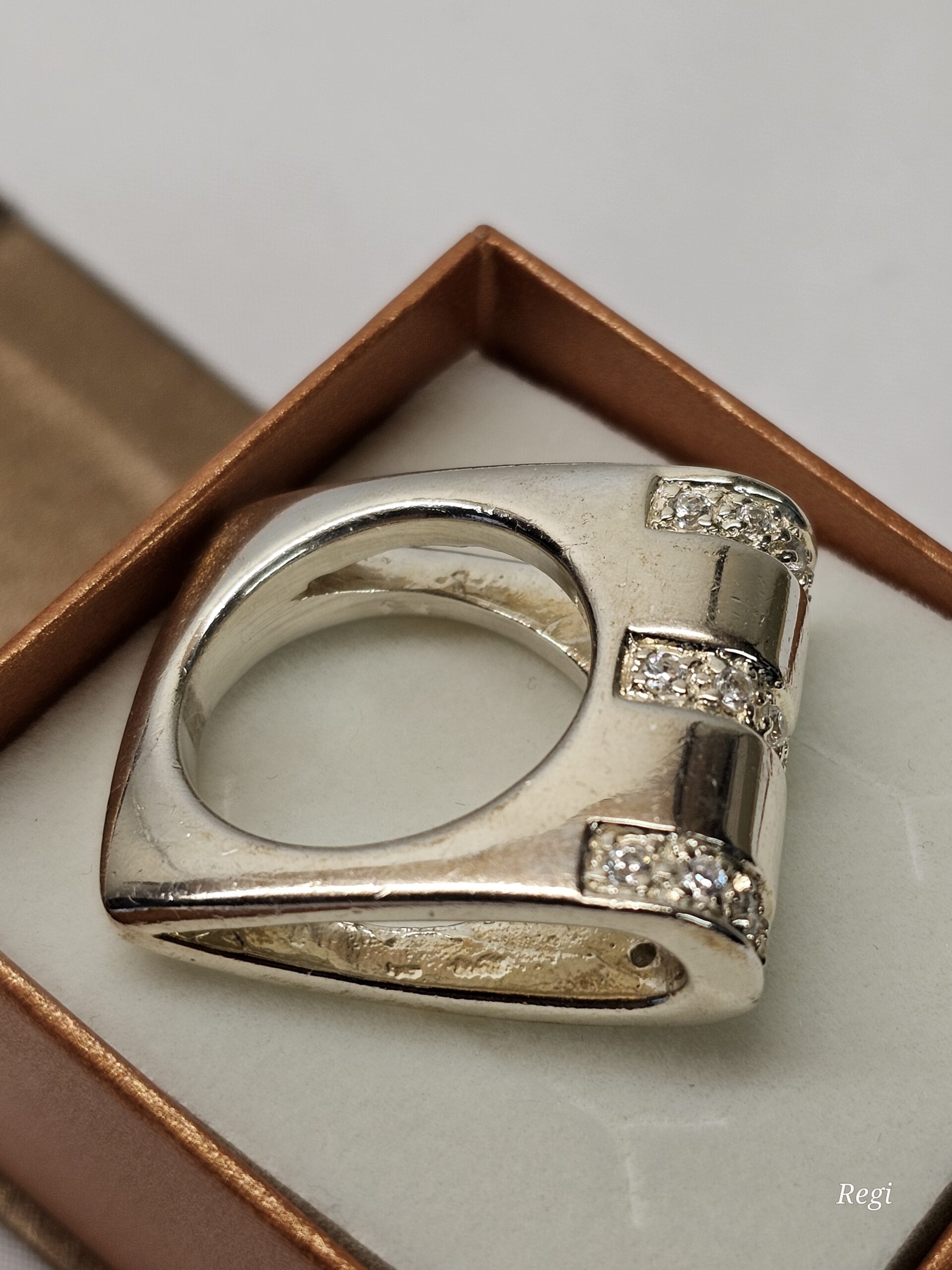 18,8 mm Prachtvoller Ring Silberring Silber 925 Kristalle klar massiv Vintage elegant SR1115 – Bild 2