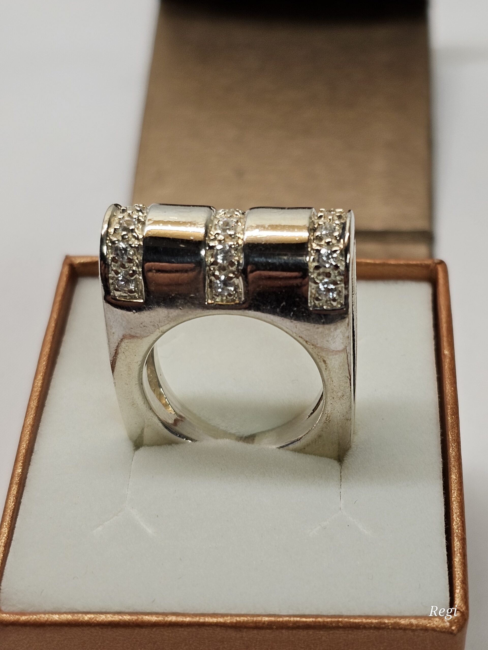 18,8 mm Prachtvoller Ring Silberring Silber 925 Kristalle klar massiv Vintage elegant SR1115 – Bild 4