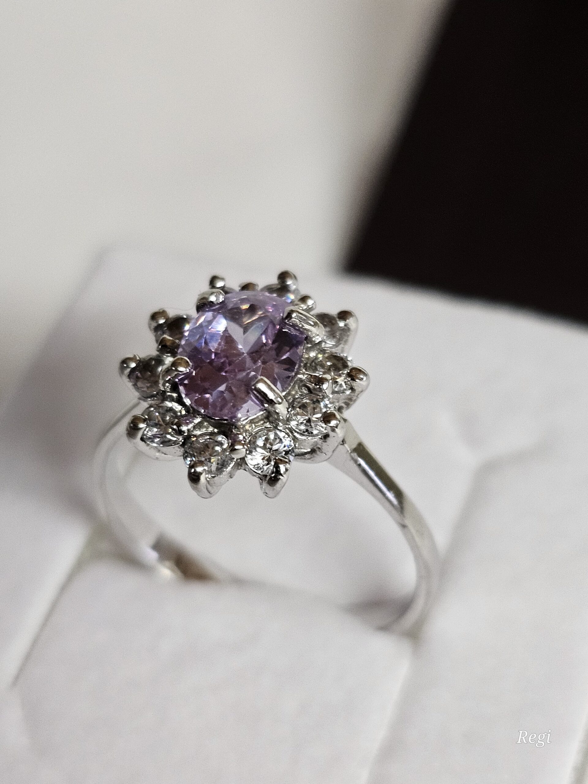 19 mm Ring Silberring Silber 925 Kristalle lila & klar Design Vintage elegant SR1140