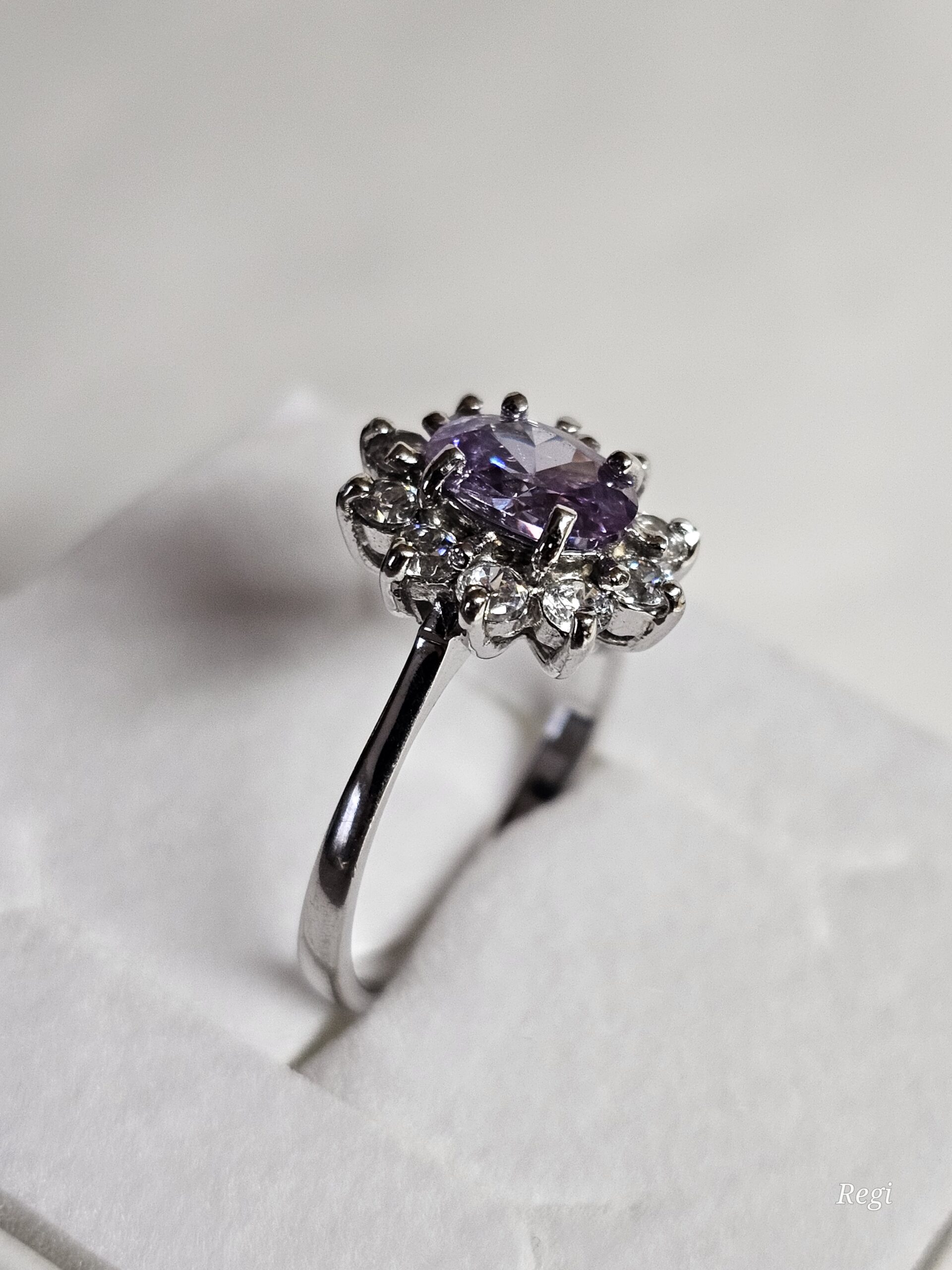 19 mm Ring Silberring Silber 925 Kristalle lila & klar Design Vintage elegant SR1140 – Bild 3