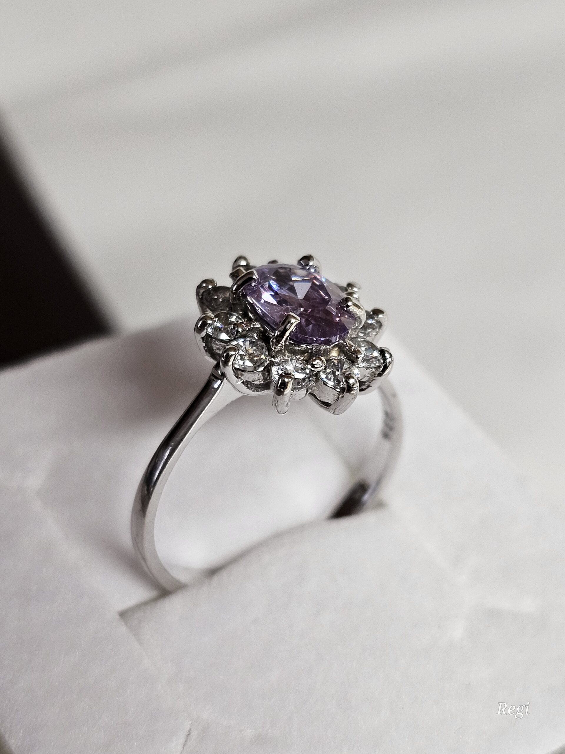 19 mm Ring Silberring Silber 925 Kristalle lila & klar Design Vintage elegant SR1140 – Bild 4