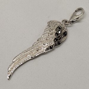 Silberanhänger Anhänger Engelflügel ohne Kette Silber 925 Kristallsteinchen schwarz Vintage selten rar SKA1521