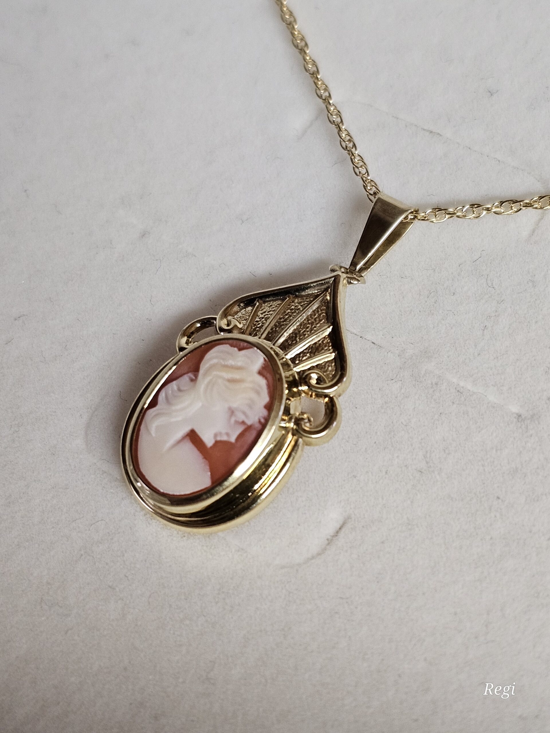 Nostalgischer Anhänger - ohne Kette - Gold 333 Gemme Kamee Frau Büste kunstvoll Shabby Vintage elegant GAN224 – Bild 4