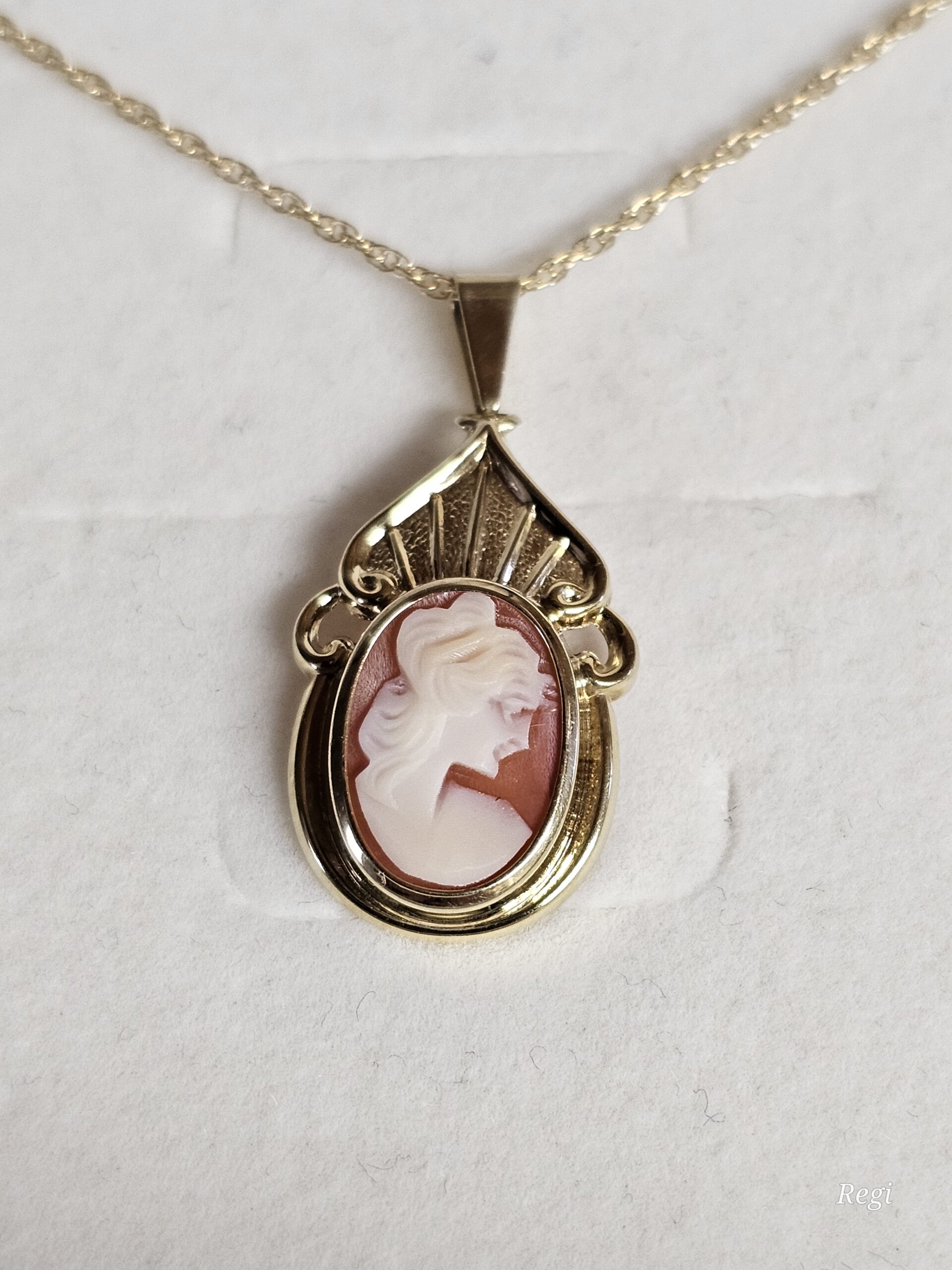 Nostalgischer Anhänger - ohne Kette - Gold 333 Gemme Kamee Frau Büste kunstvoll Shabby Vintage elegant GAN224 – Bild 5