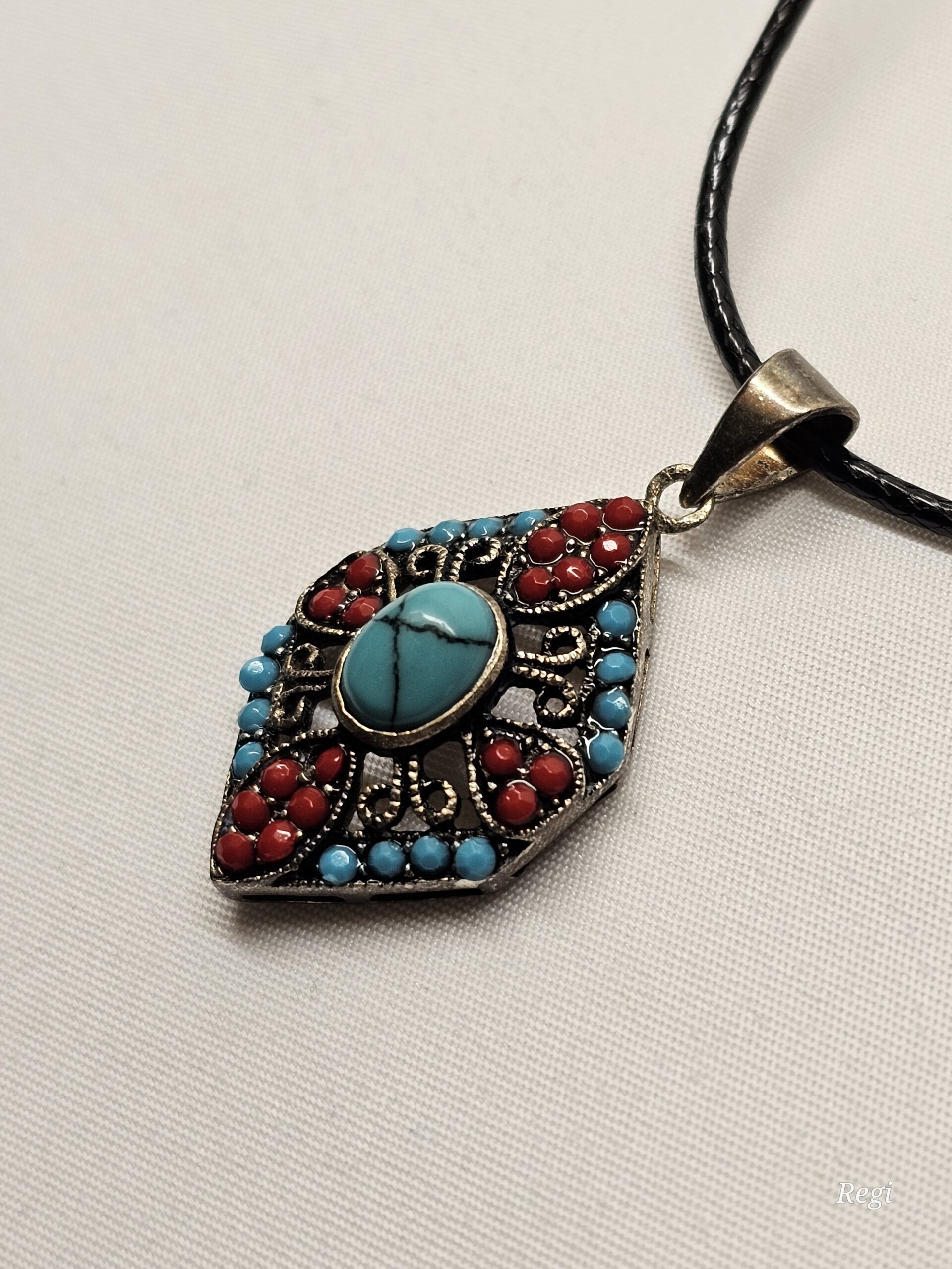 Nostalgischer Anhänger ohne Kette Indianerschmuck Silber 925 Türkis Koralle filigrane Silberschmiede Kunst selten rar SKA1383