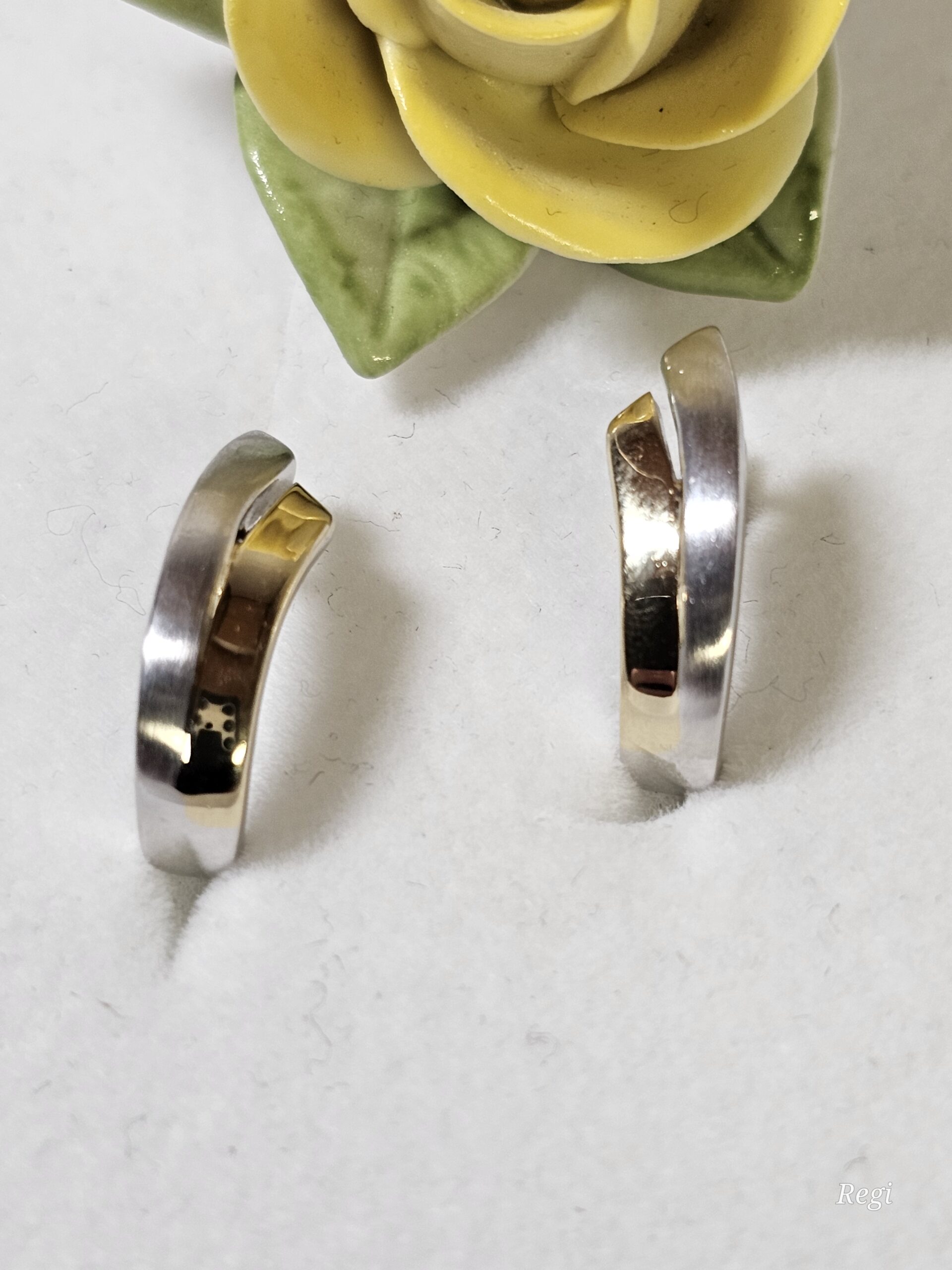 Klappcreolen Creolen Ohrringe Silber 925 teilvergoldet Design Vintage elegant SO434 – Bild 2