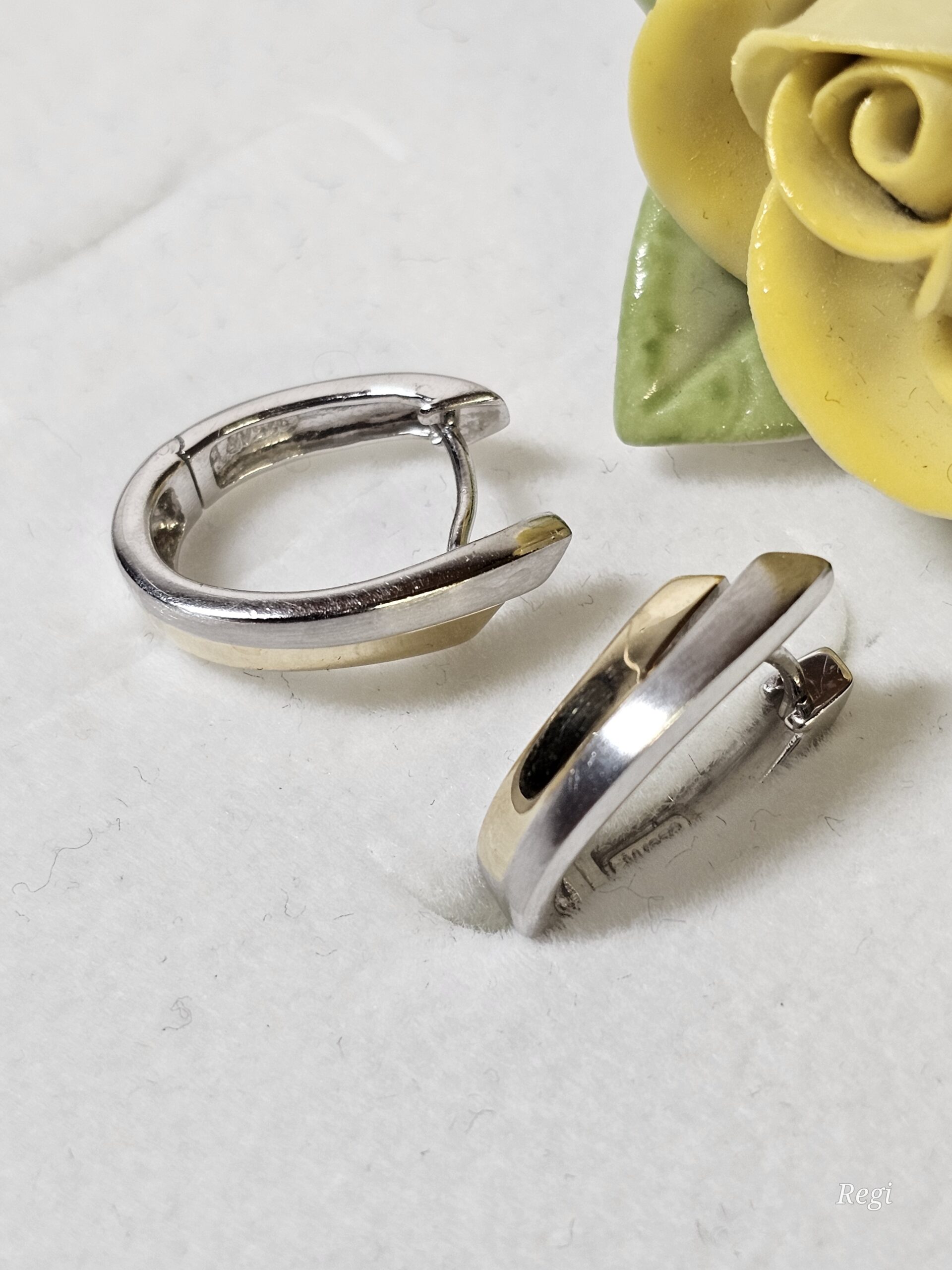 Klappcreolen Creolen Ohrringe Silber 925 teilvergoldet Design Vintage elegant SO434 – Bild 3