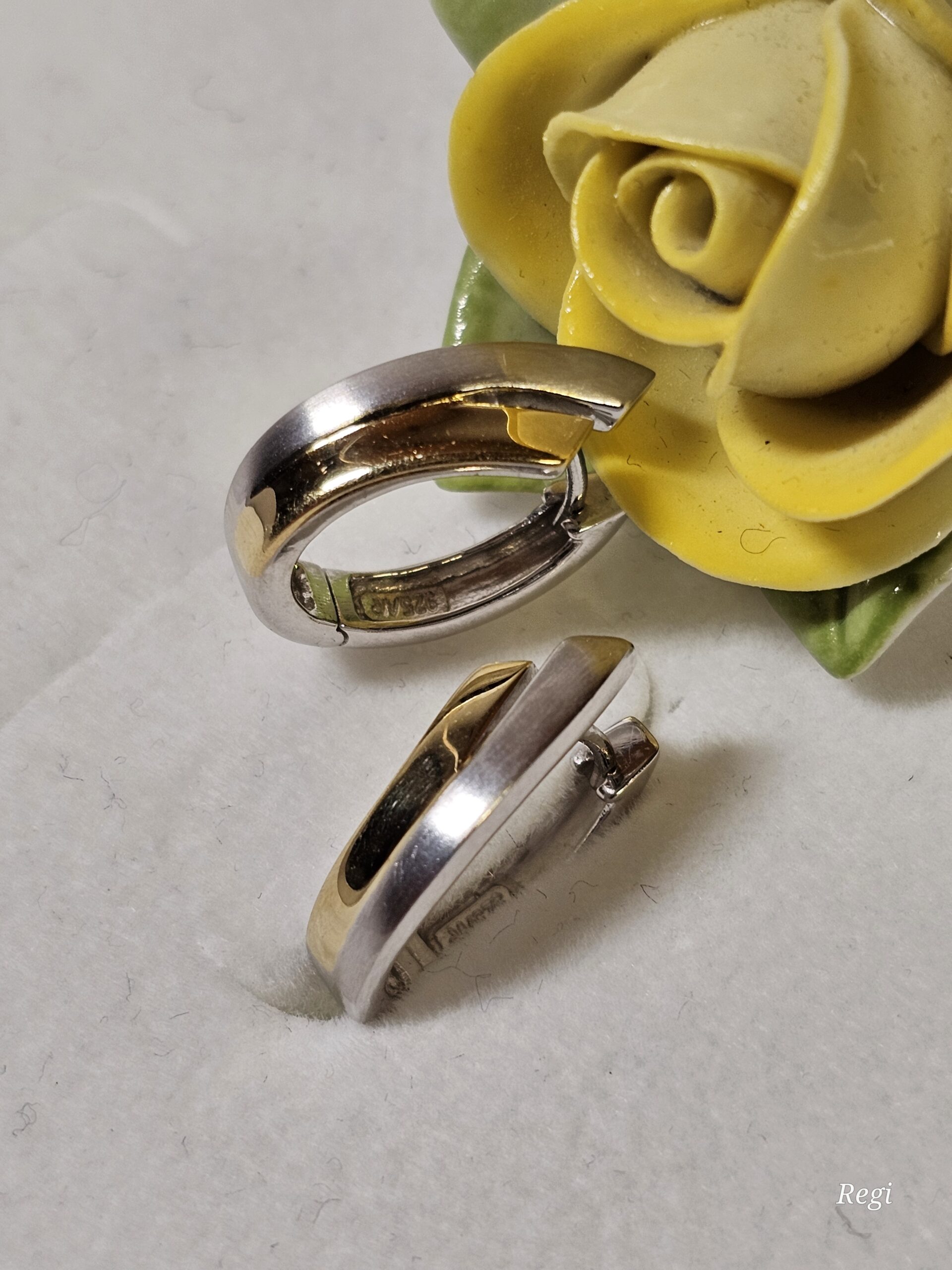 Klappcreolen Creolen Ohrringe Silber 925 teilvergoldet Design Vintage elegant SO434 – Bild 4