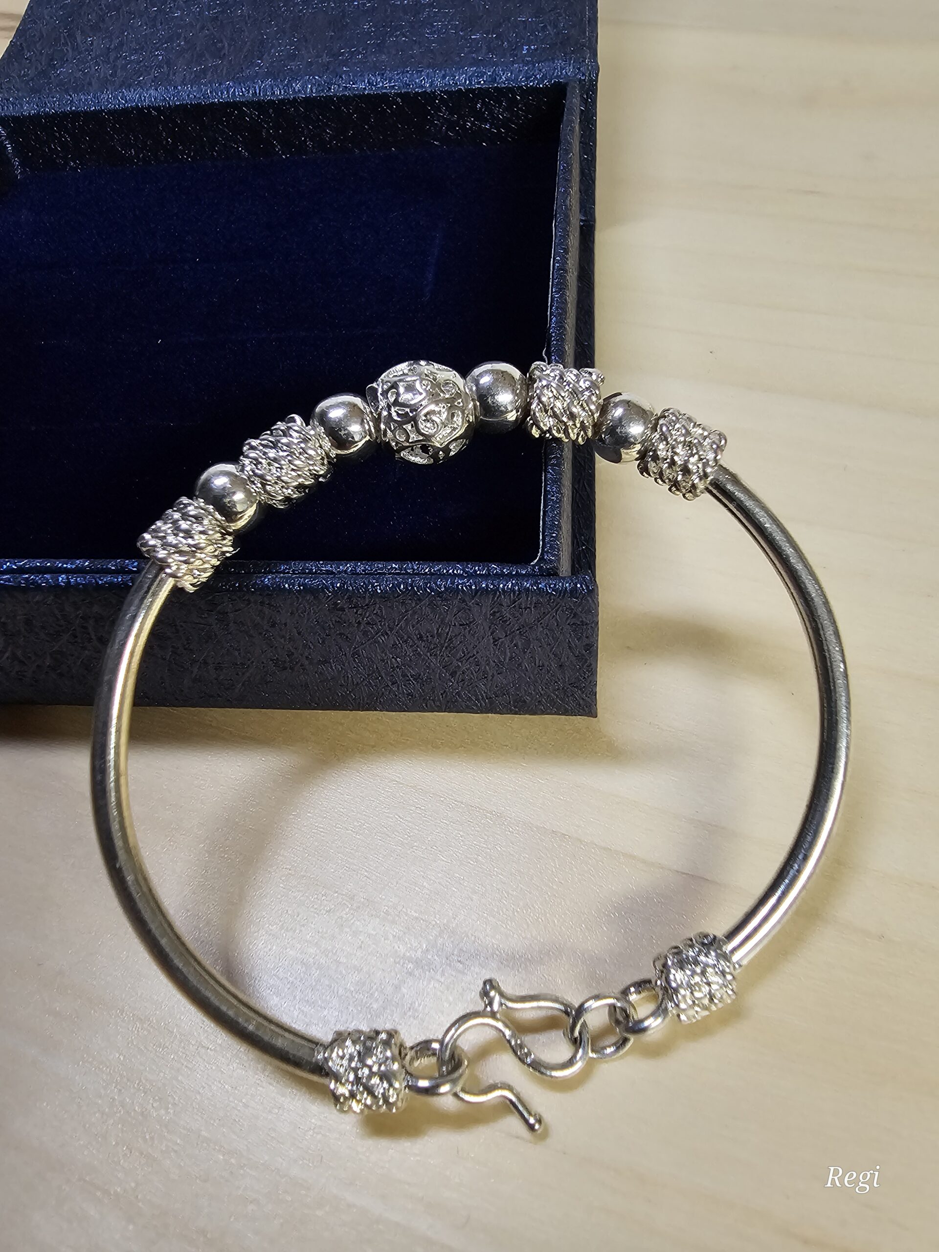 Nostalgischer Armreif Armschmuck Silber 990 Beads Vintage kunstvoll Vintage Design selten rar SA600 – Bild 4