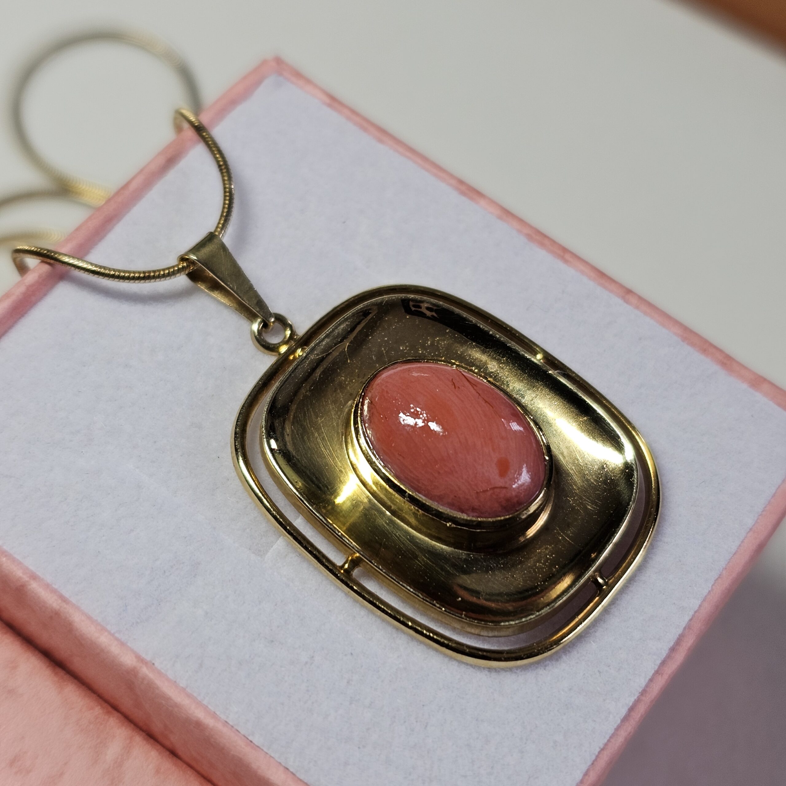 Nostalgischer Design Goldanhänger Anhänger ohne Kette Gold 333 Koralle Vintage Eleganz GAN146 – Bild 4