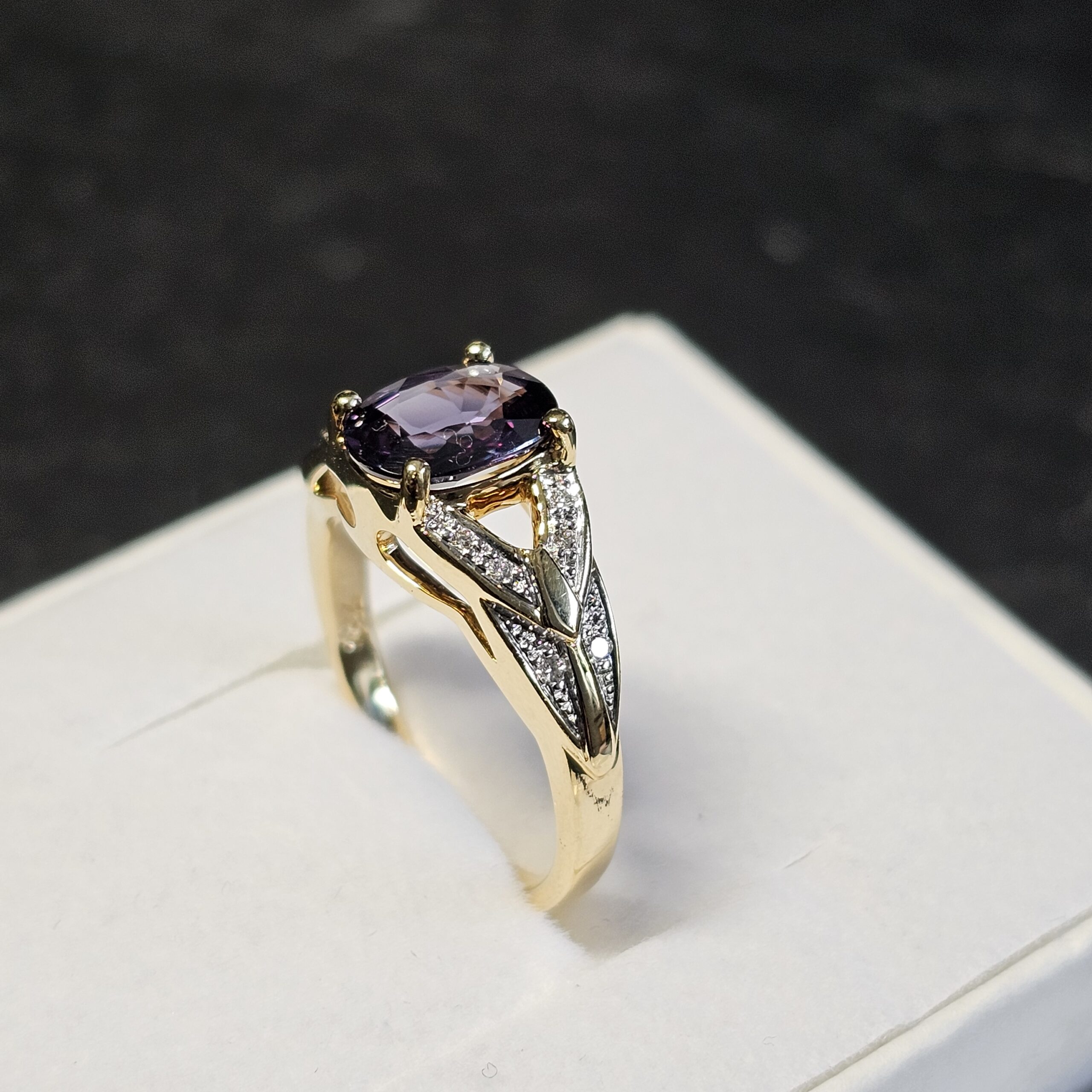 17,7 mm Eleganter Vintage Ring Gold 750 Turmalin Farbton Petrol & kleinste Diamantsteinchen selten rar GR413 – Bild 2