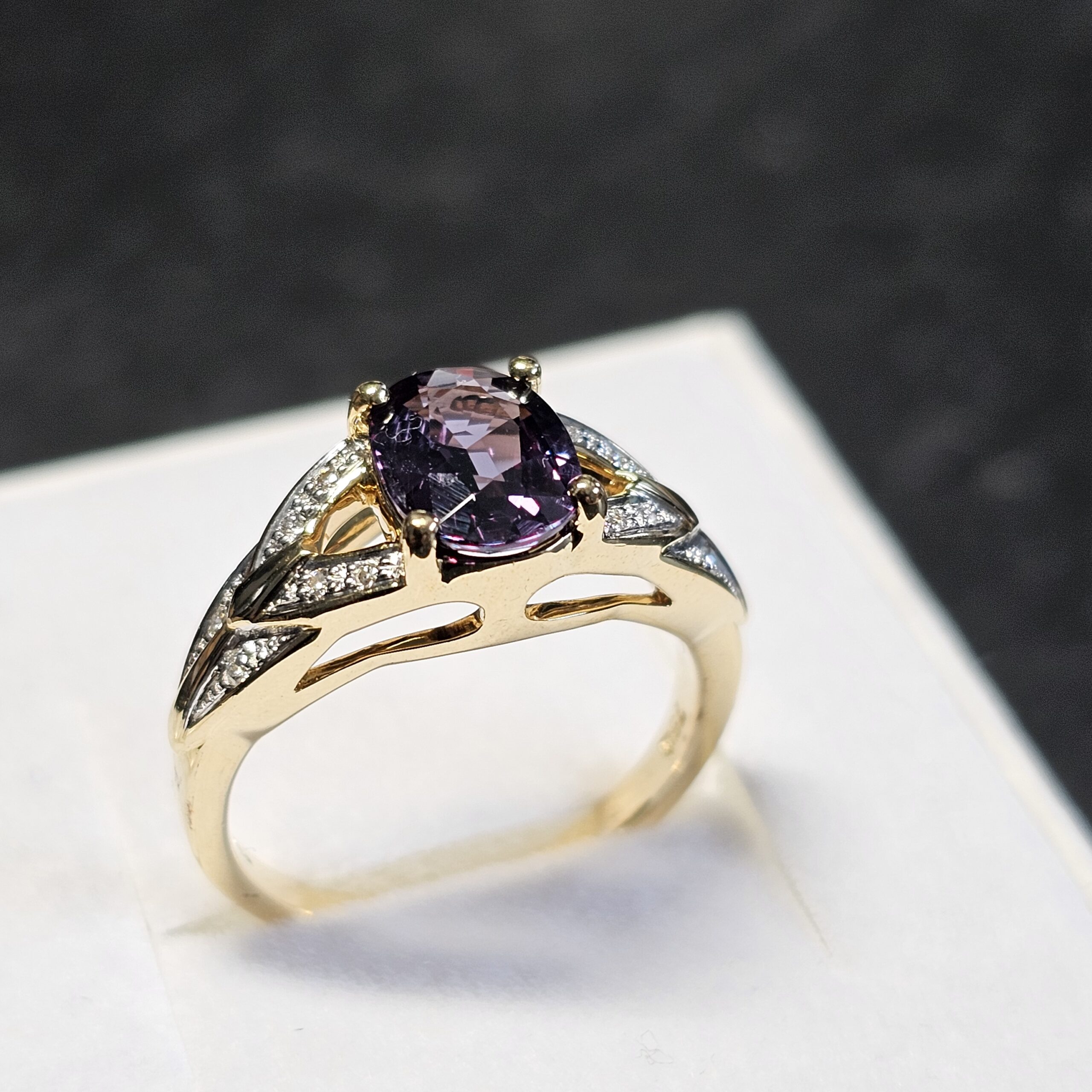 17,7 mm Eleganter Vintage Ring Gold 750 Turmalin Farbton Petrol & kleinste Diamantsteinchen selten rar GR413 – Bild 4