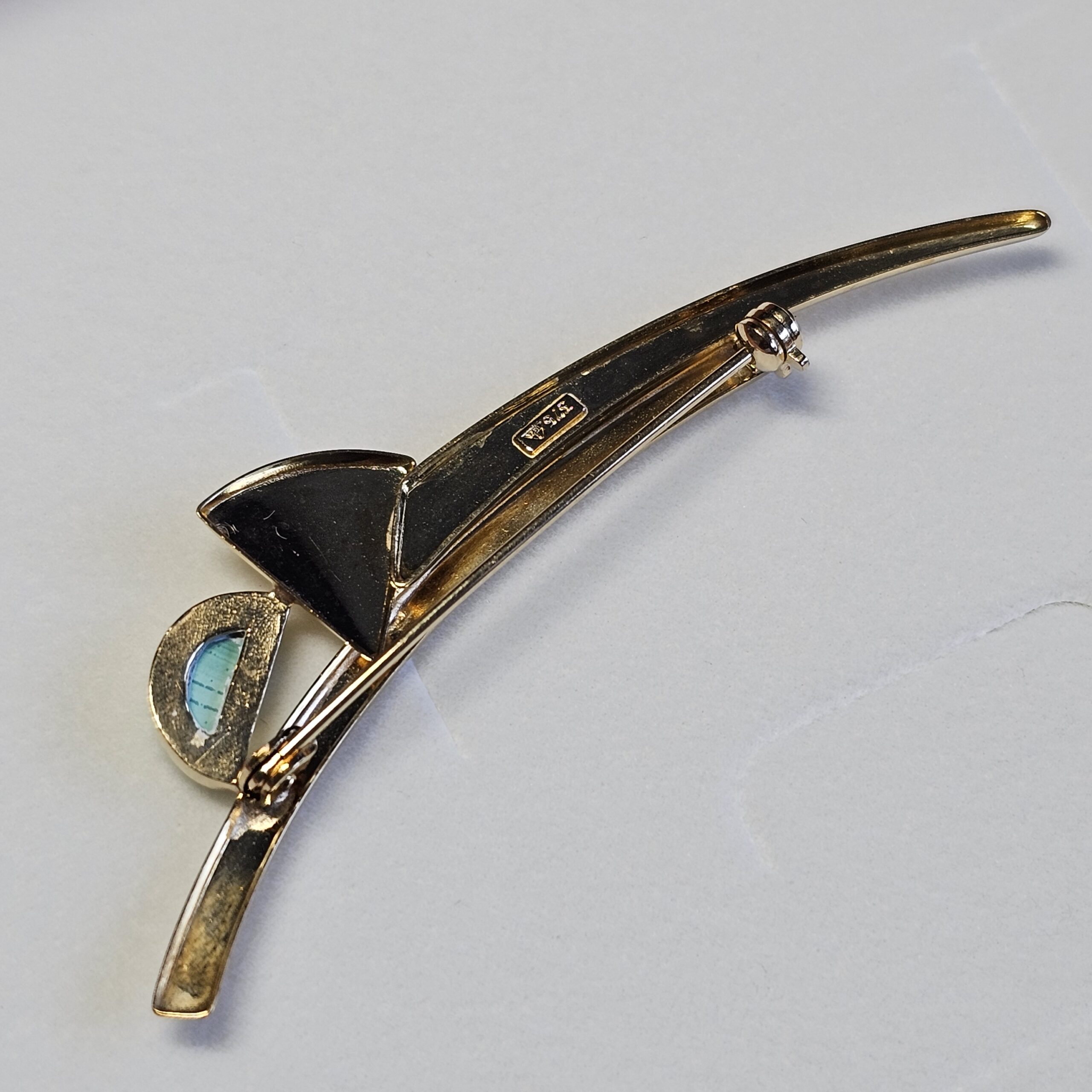 Design Brosche Anstecknadel Gold 375 Malachit Vintage elegant GB124 – Bild 2