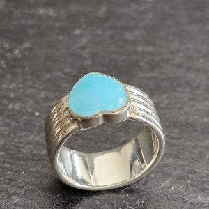 19 mm Silberring Ring KLD Silber 925 Chalcedon Herz blau Vintage elegant SR1137