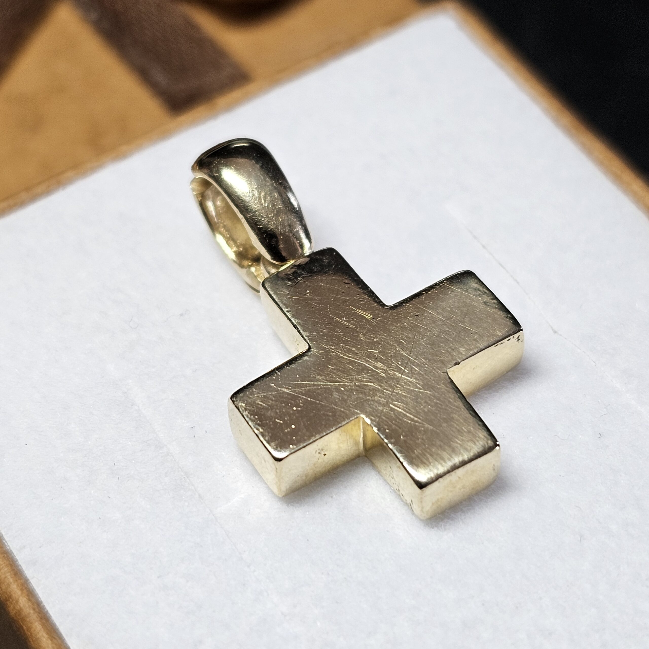 Anhänger Kreuz klein - ohne Kette - Gold 585 massiv schlichtes Design Vintage elegant GAN148