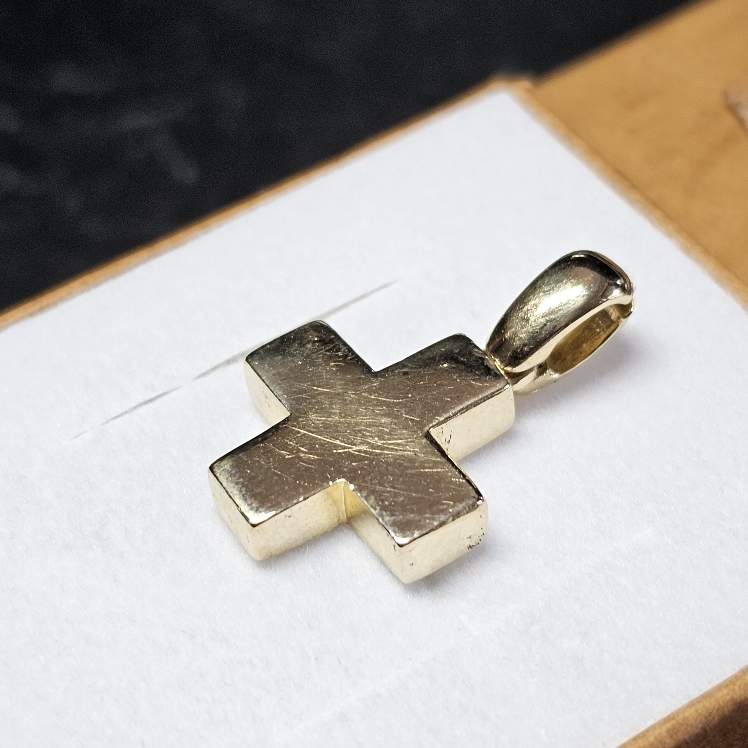 Anhänger Kreuz klein - ohne Kette - Gold 585 massiv schlichtes Design Vintage elegant GAN148 – Bild 3