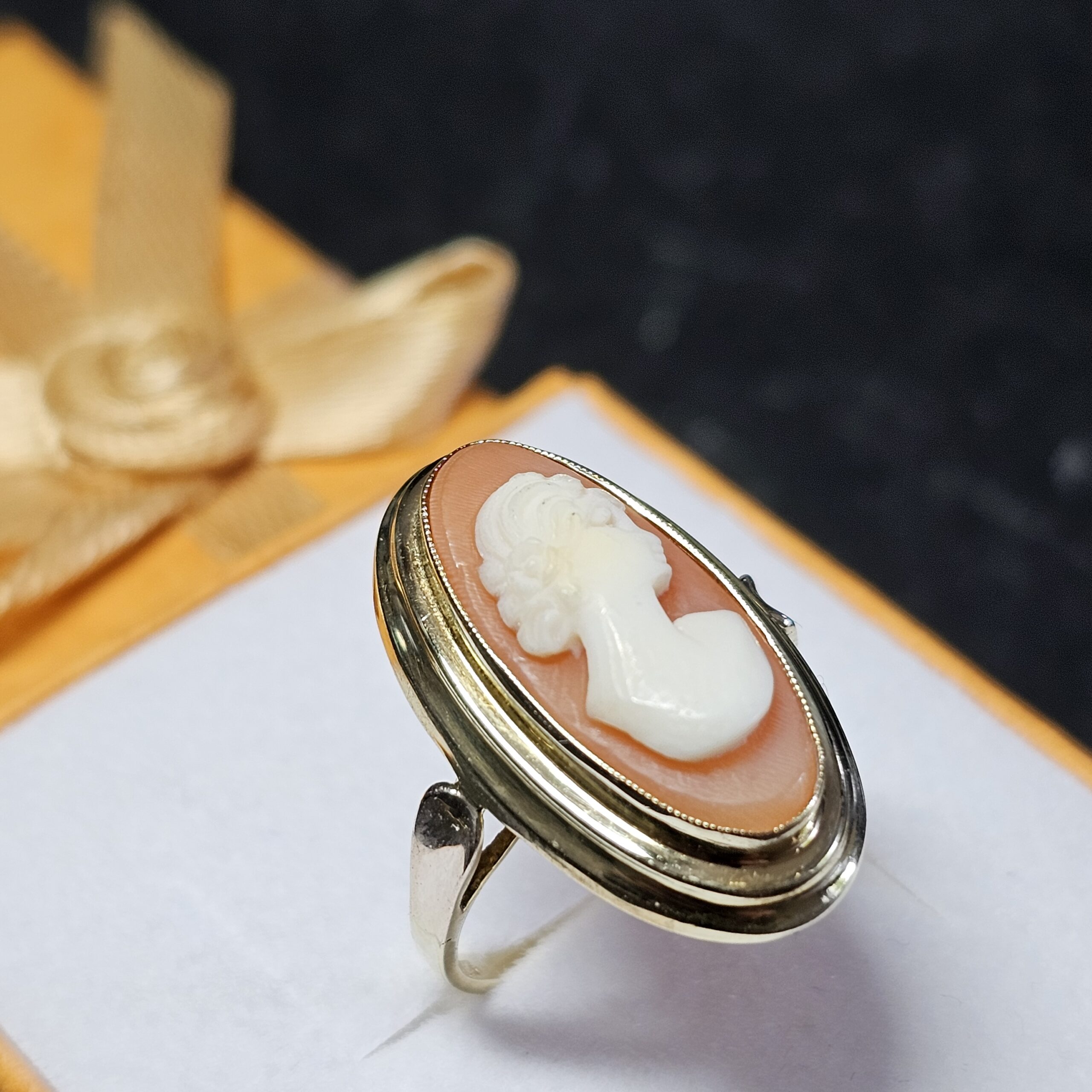 17 mm Nostalgischer Goldring Ring Gold 333 Kamee Gemme Shabby Vintage elegant GR113