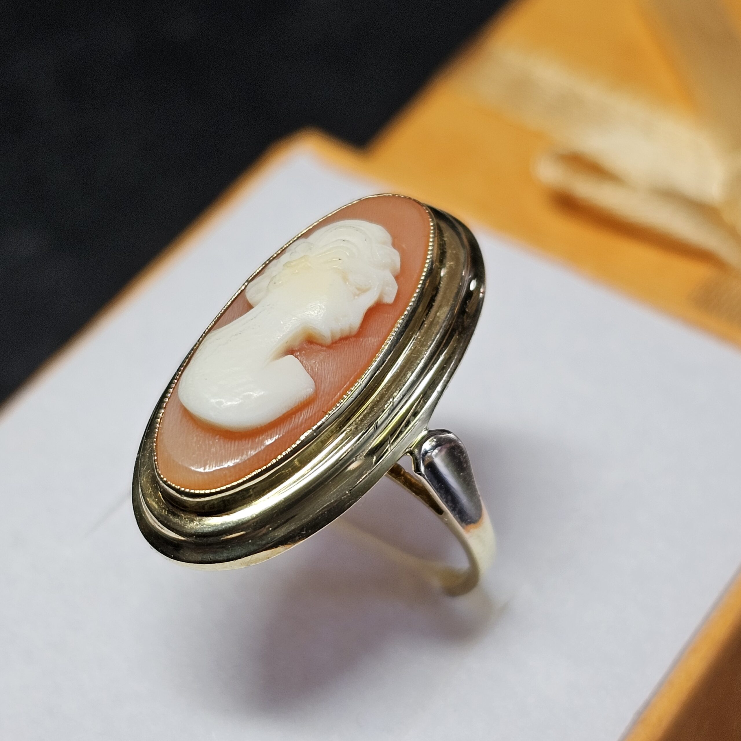 17 mm Nostalgischer Goldring Ring Gold 333 Kamee Gemme Shabby Vintage elegant GR113 – Bild 2