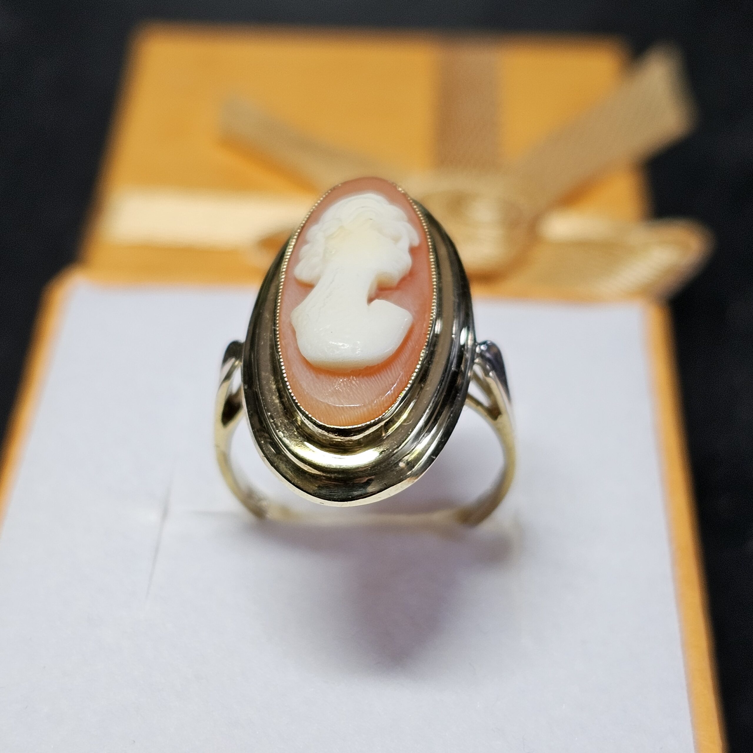 17 mm Nostalgischer Goldring Ring Gold 333 Kamee Gemme Shabby Vintage elegant GR113 – Bild 3