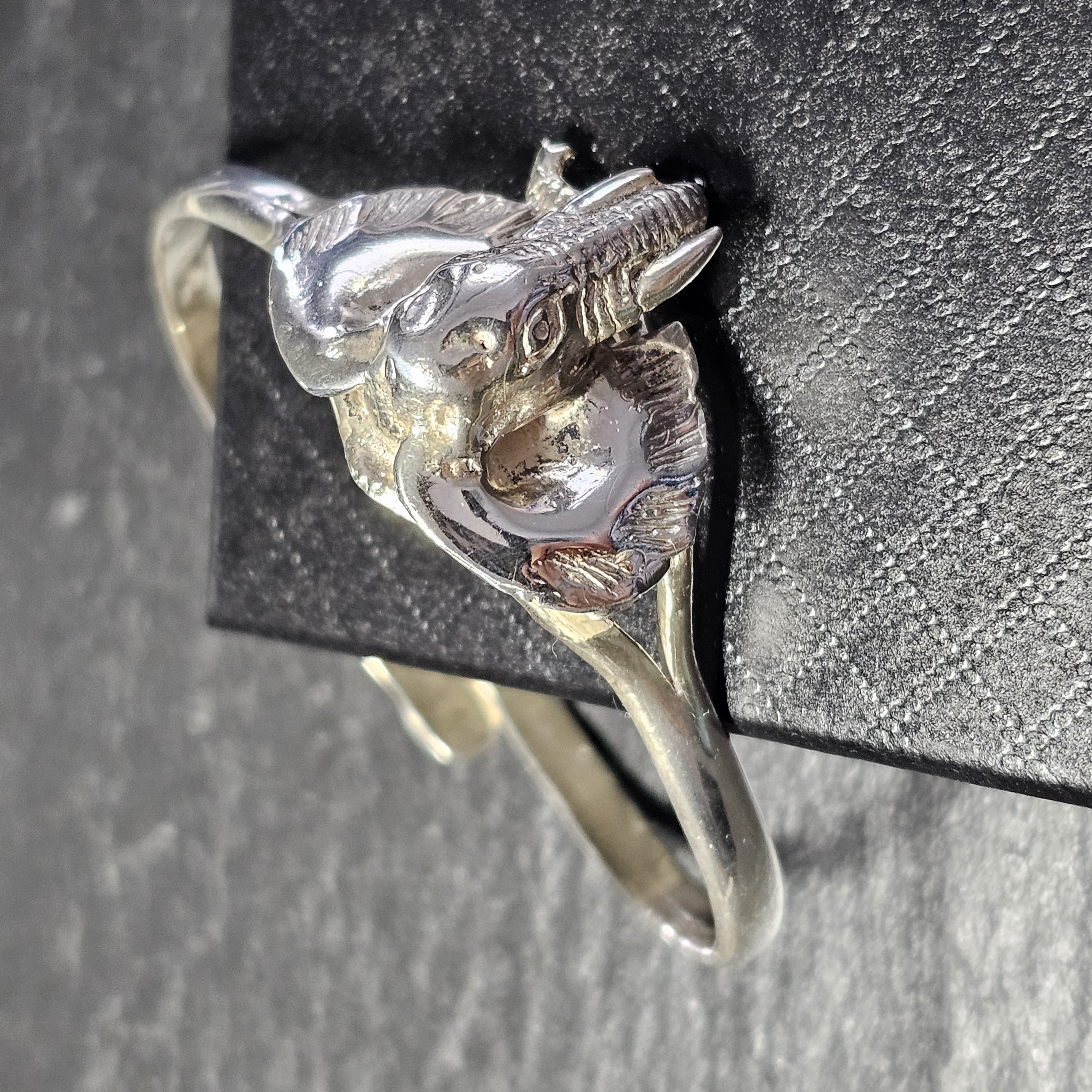 Armreif Silberarmreif Silber 925 Elefant Kopf nostalgisch kunstvoll Vintage selten rar SA367 – Bild 2