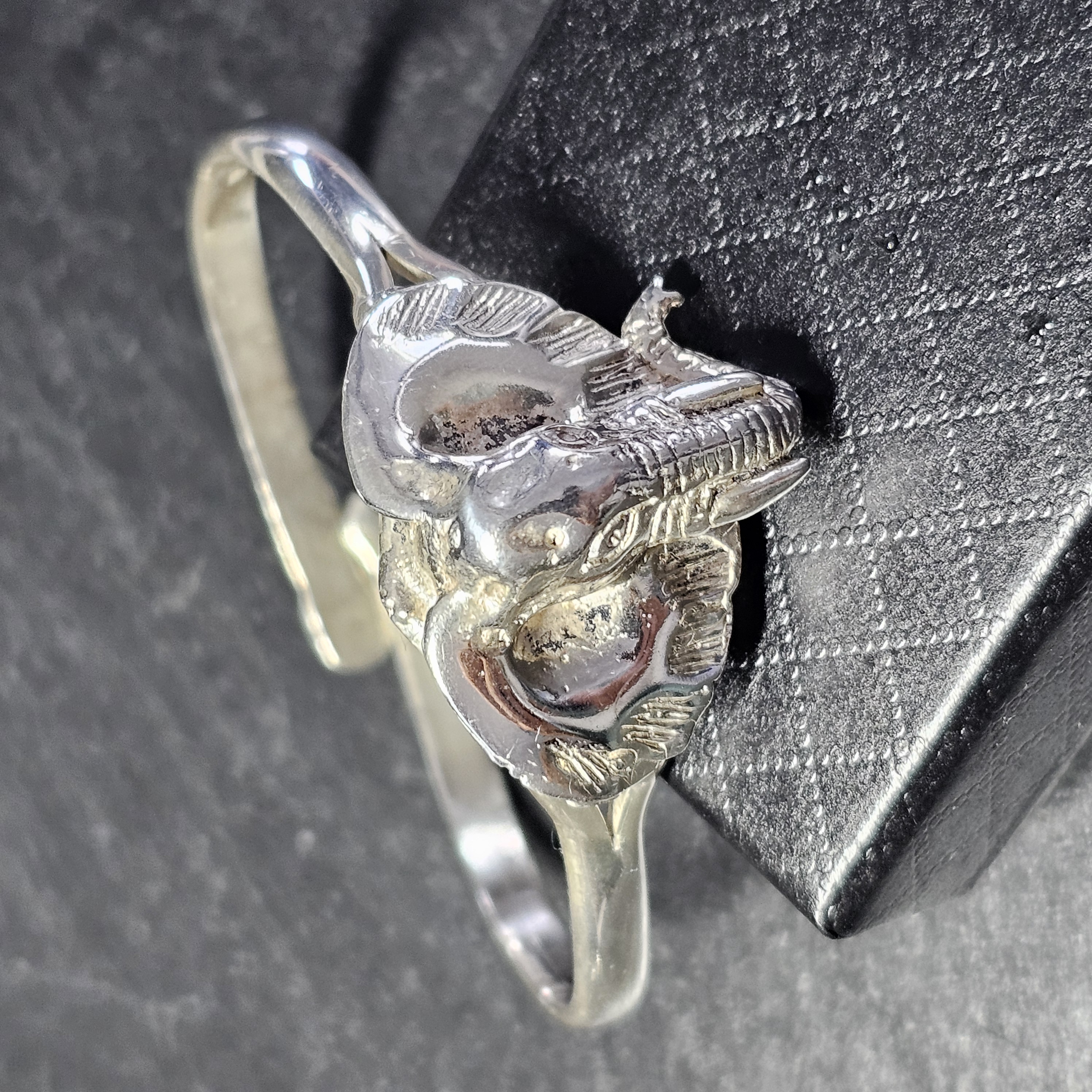 Armreif Silberarmreif Silber 925 Elefant Kopf nostalgisch kunstvoll Vintage selten rar SA367 – Bild 4