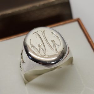 20,2 mm Moderner Ring Silberring Siegelring Silber 925 Initialen "WW" Vintage Design elegant SR1164