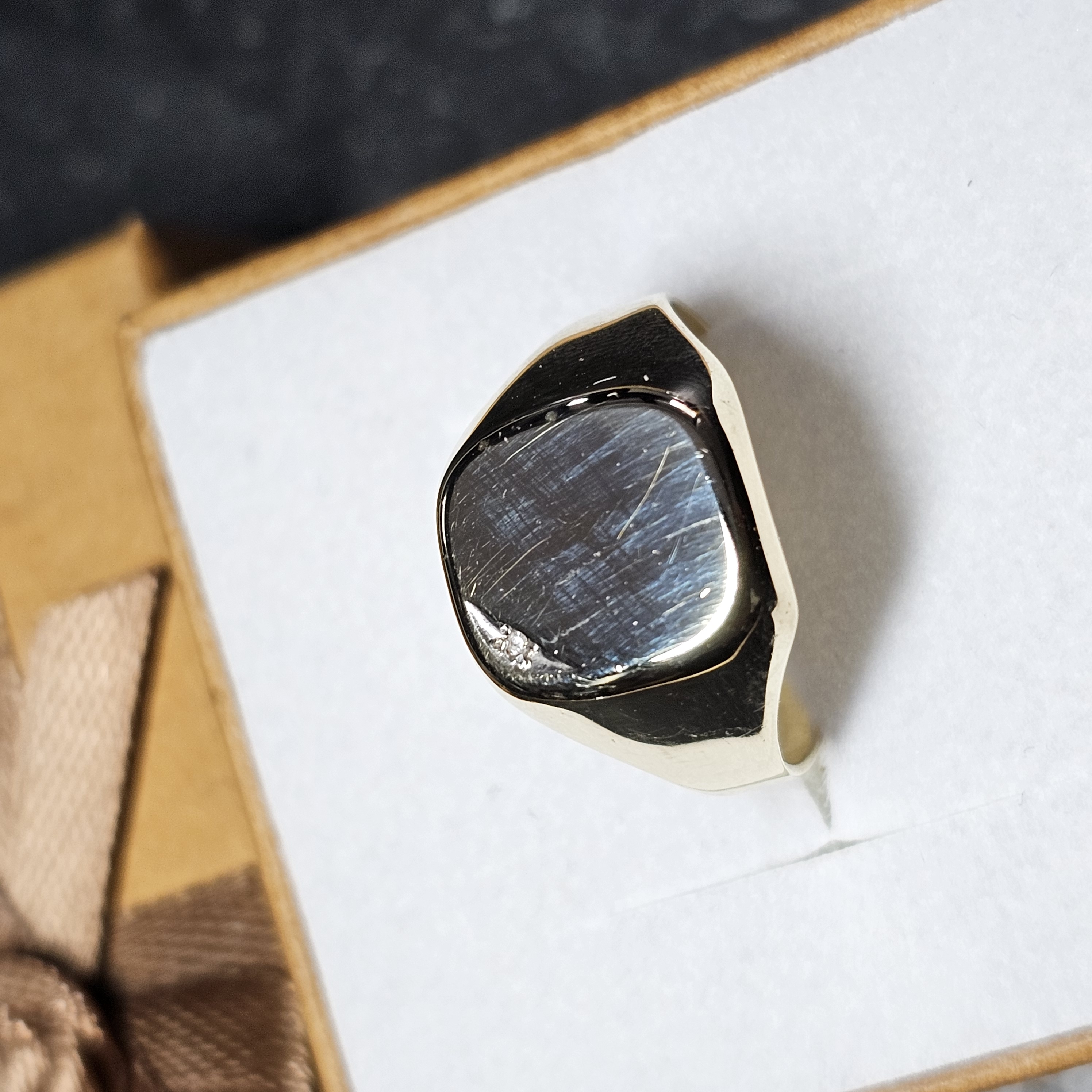 19,7 mm Ring Siegelring Gold 333 Design schlicht Kristall Steinchen klein klar Vintage elegant GR500 – Bild 2