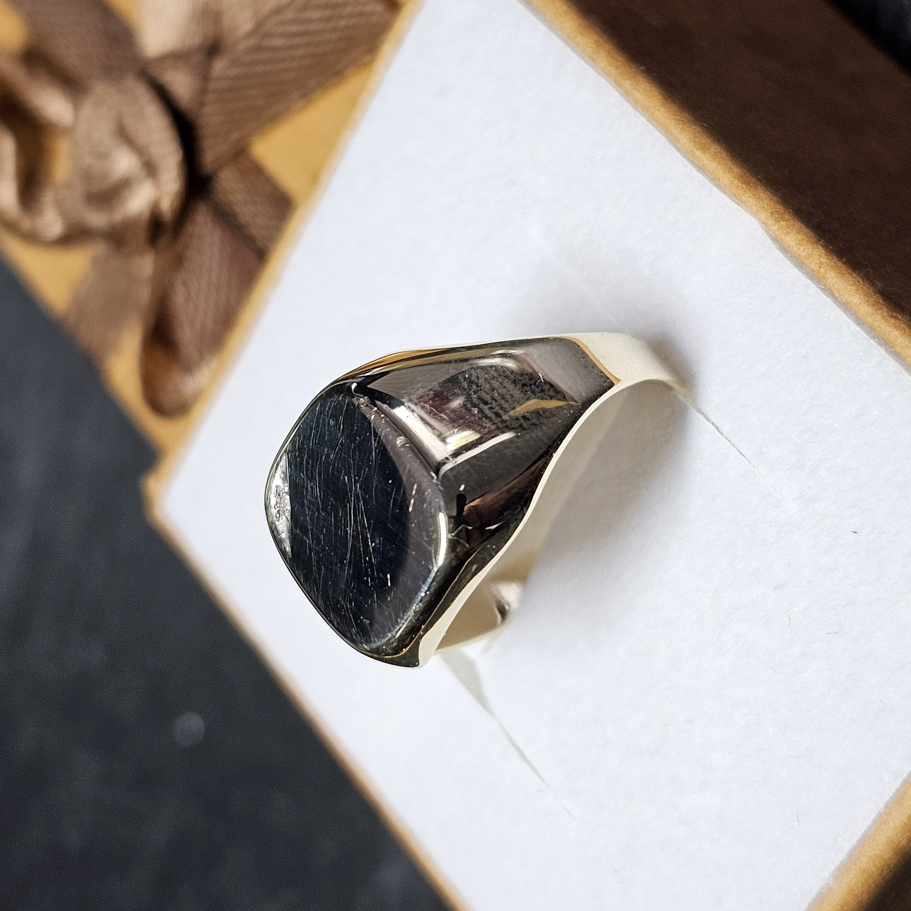 19,7 mm Ring Siegelring Gold 333 Design schlicht Kristall Steinchen klein klar Vintage elegant GR500 – Bild 3