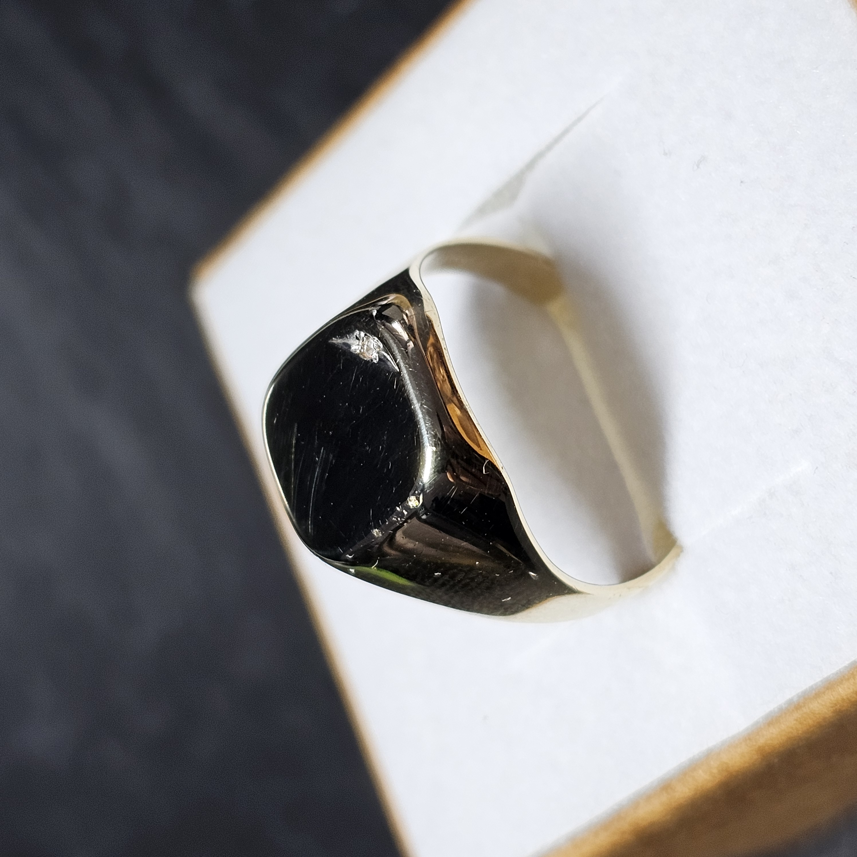 19,7 mm Ring Siegelring Gold 333 Design schlicht Kristall Steinchen klein klar Vintage elegant GR500 – Bild 4