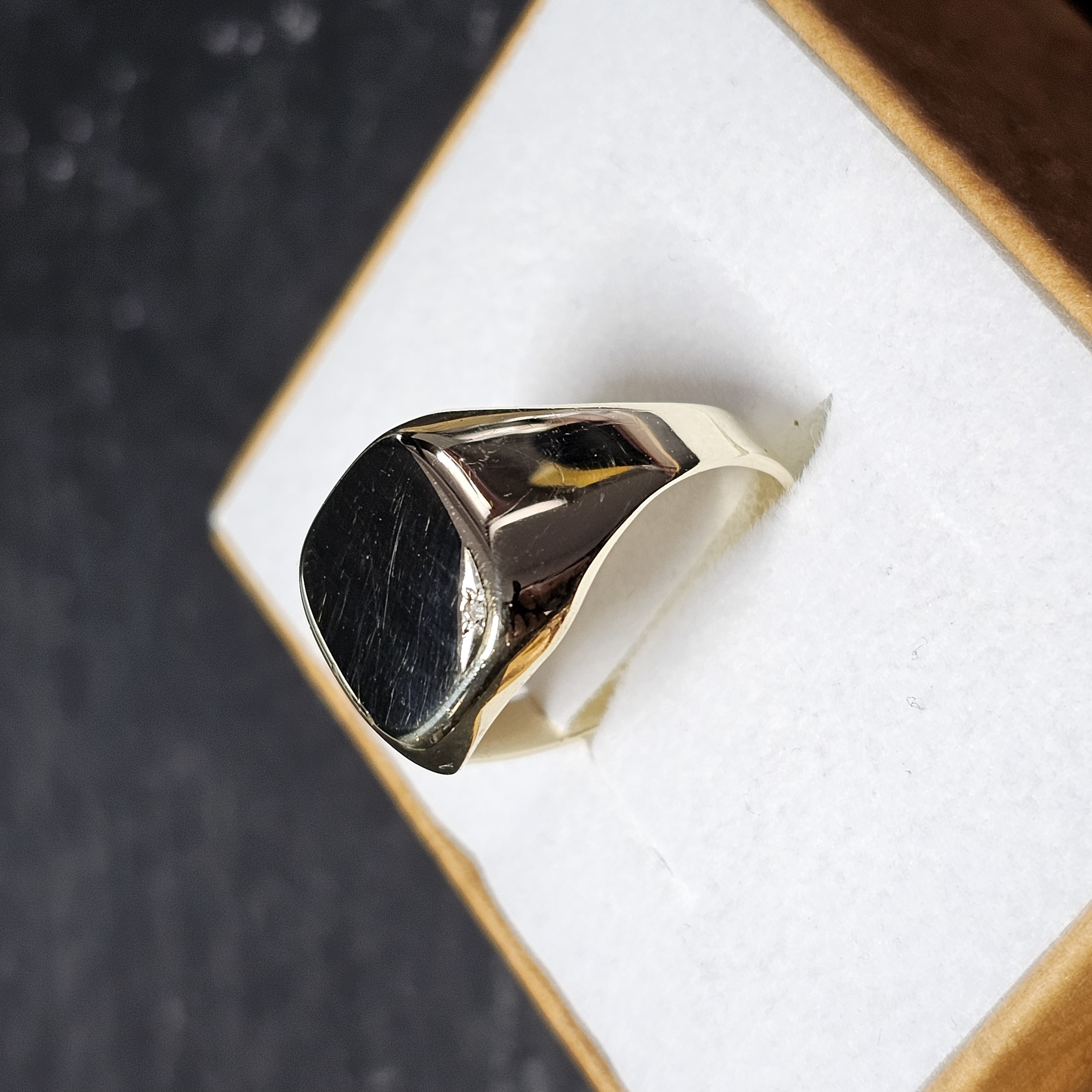 19,7 mm Ring Siegelring Gold 333 Design schlicht Kristall Steinchen klein klar Vintage elegant GR500 – Bild 5