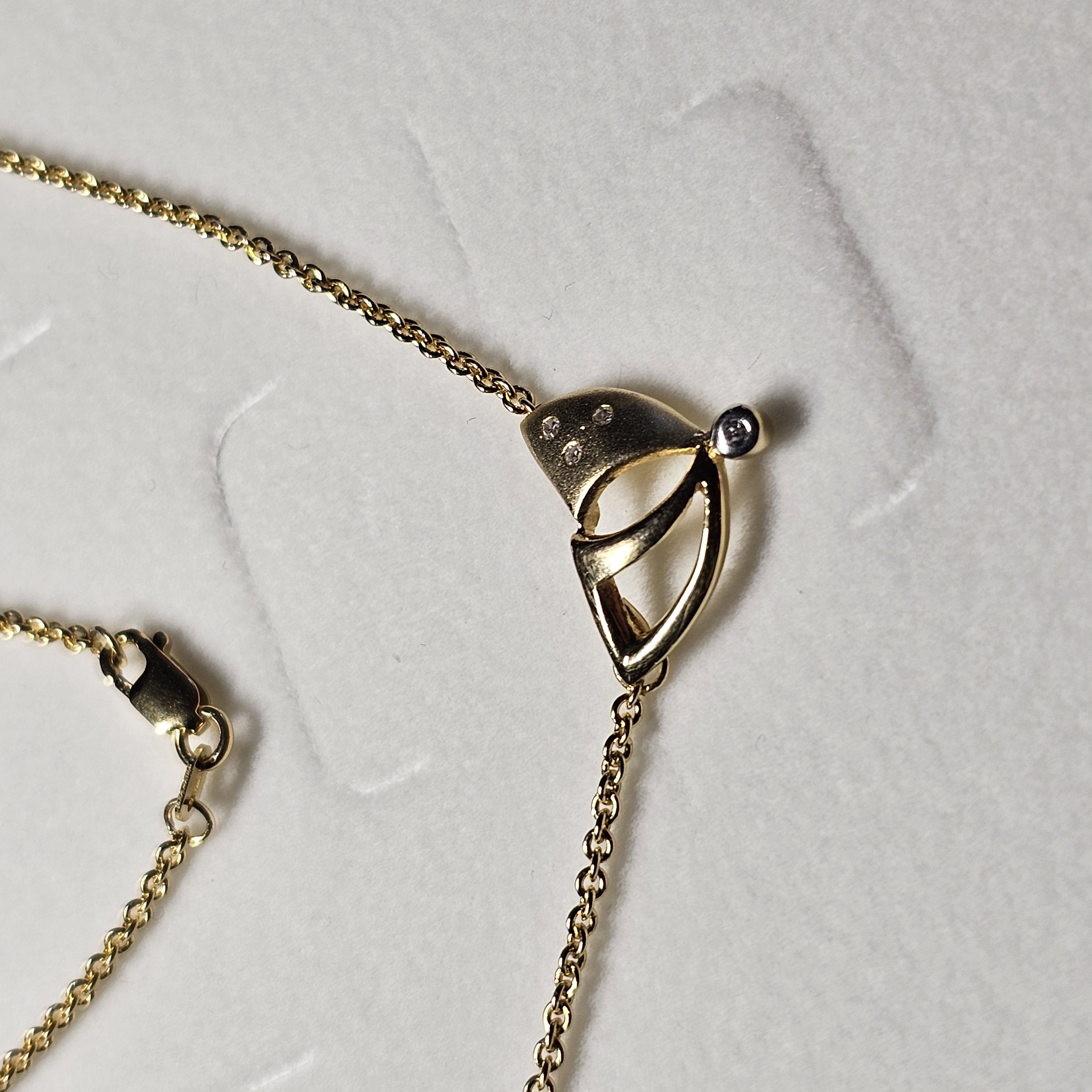 45 cm Kettchen Goldkette Halskette Gliederkette Collier mit Anhängerteil Gold 333 kleinste Diamantsteinchen Vintage elegant GK123