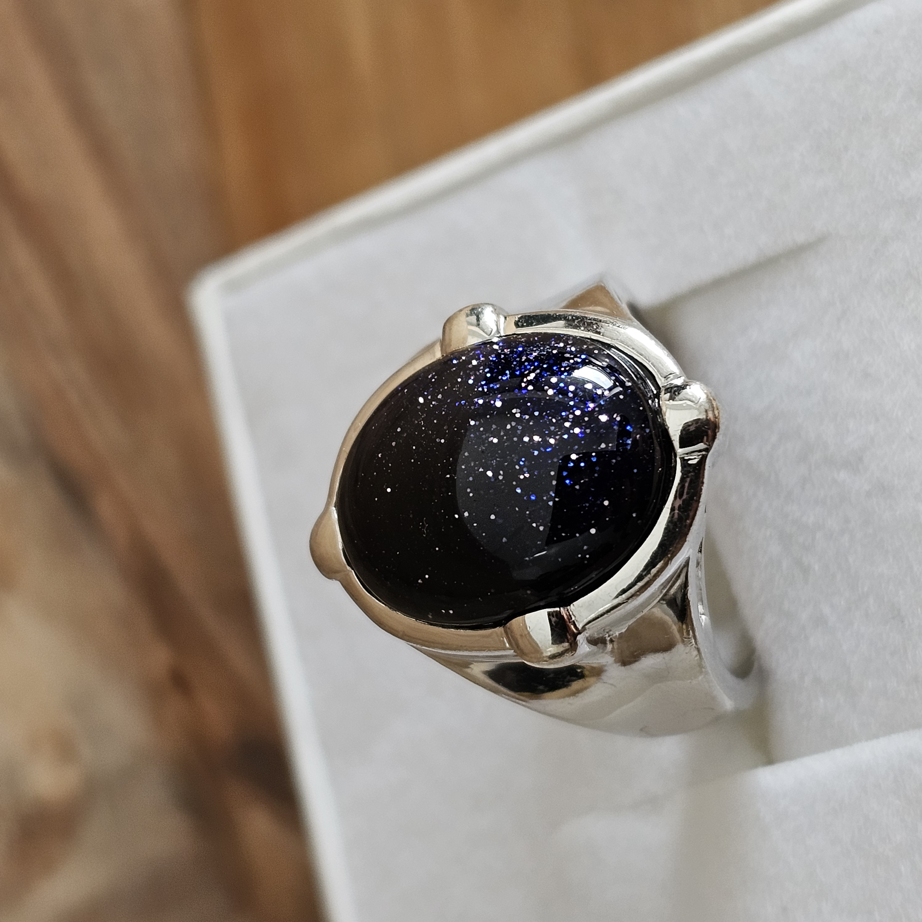 18,2 mm Silberring Ring Silber 925 Blaufluss Glitzer Design Vintage Eleganz SR1181