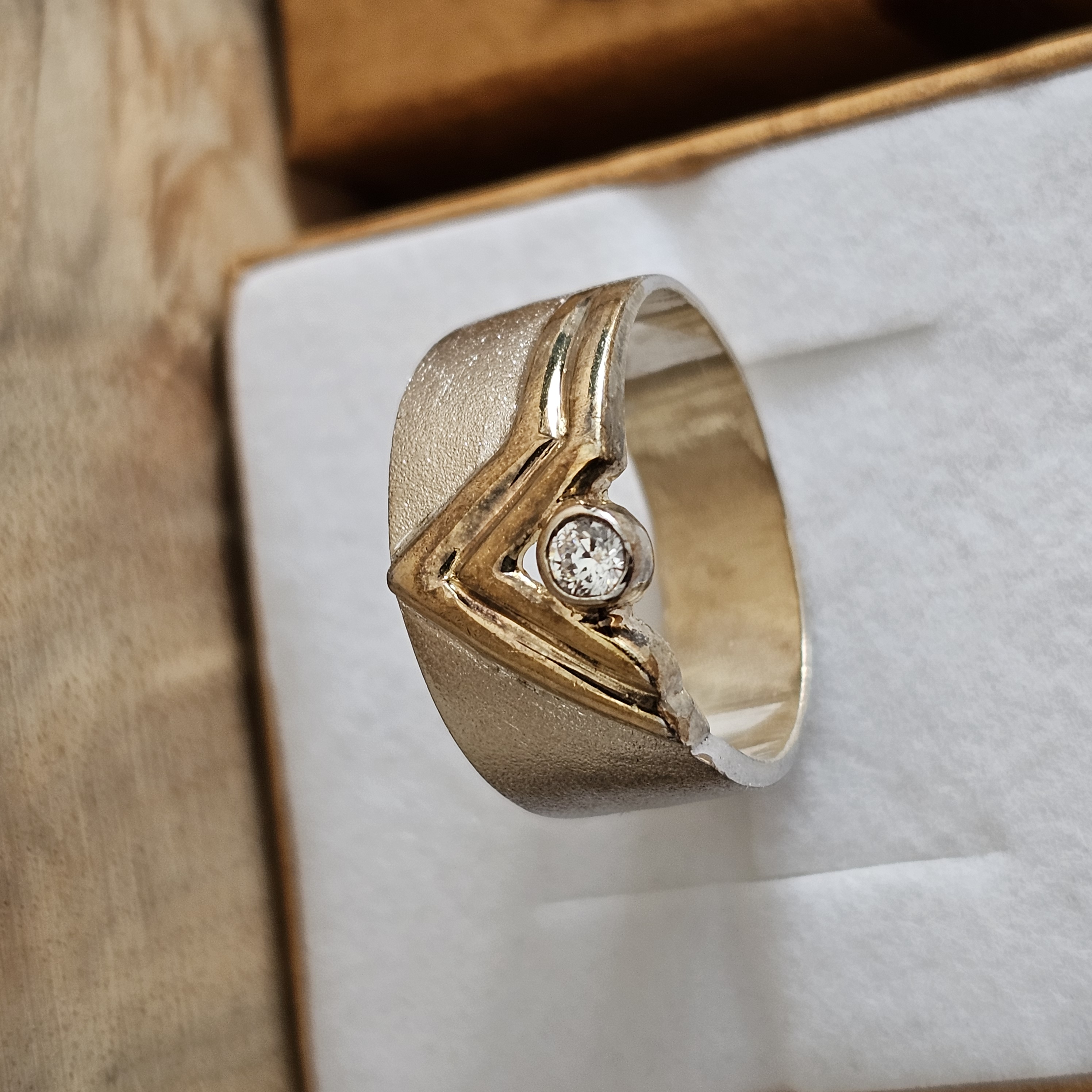 20 mm Silberring Ring Silber 925 teilvergoldet Kristall klar edel Vintage Design SR1198