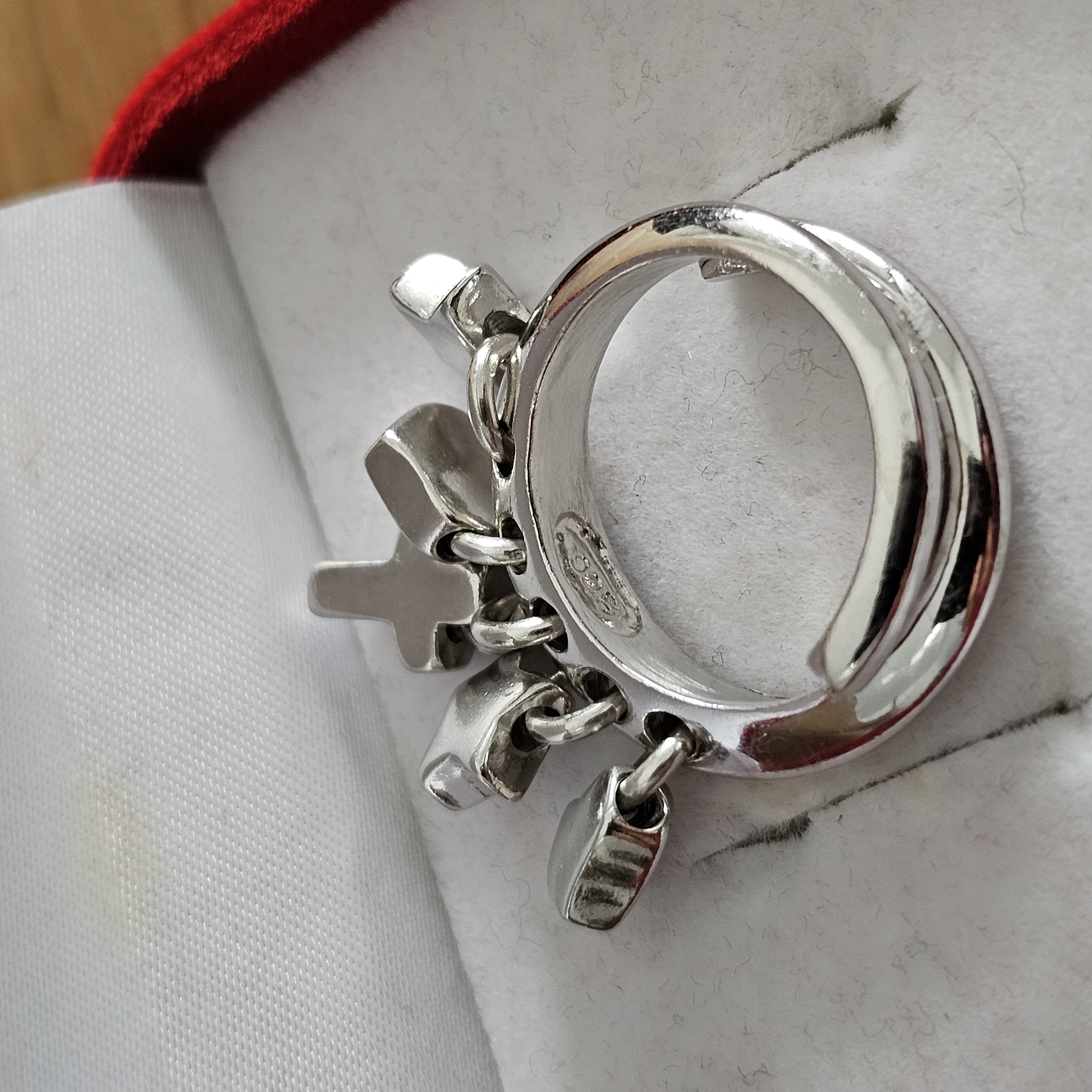 18 mm Ring Silber 925 Charms Stern Herz & Kreuz Design außergewöhnlich elegant SR1205