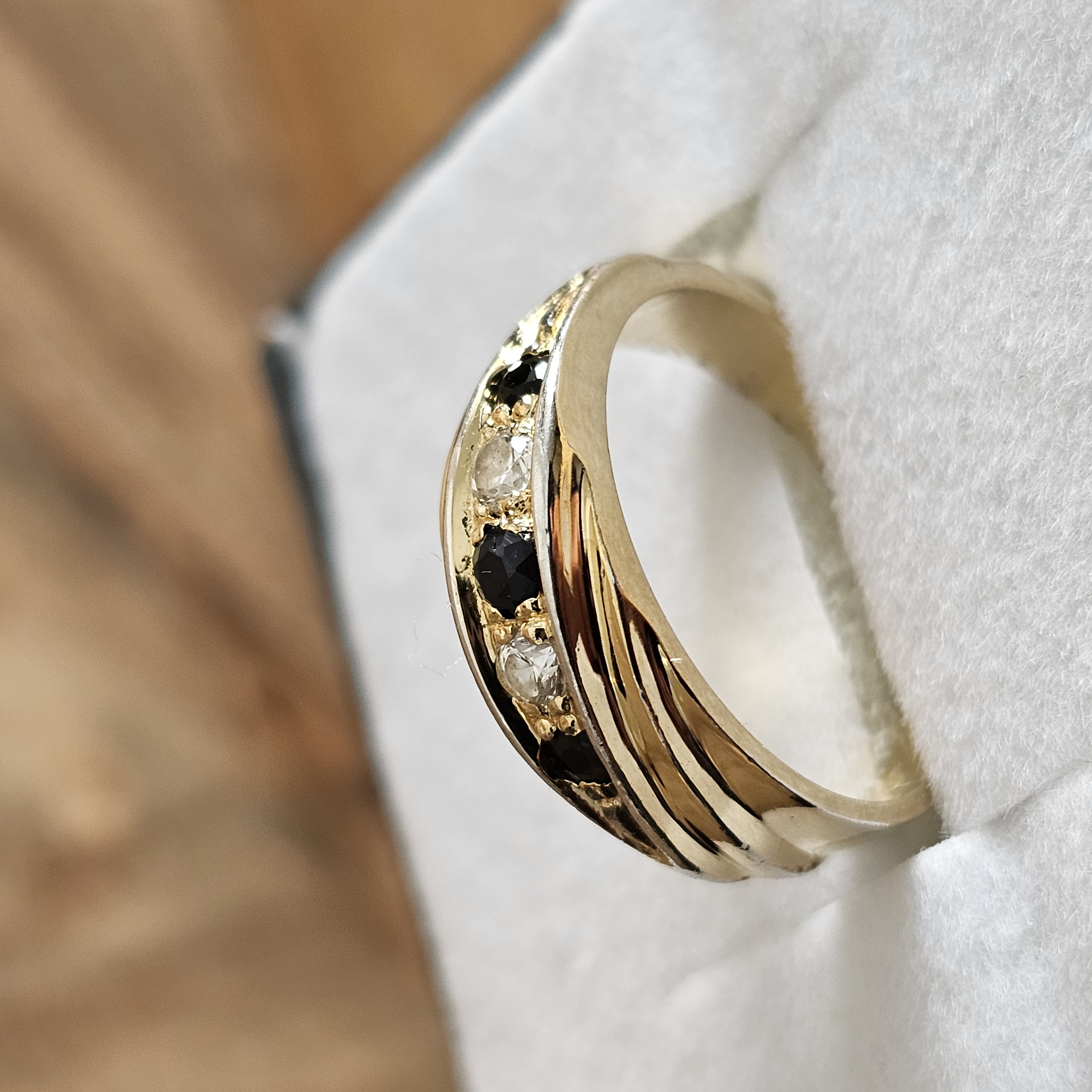 17,5 mm Nostalgischer Ring Silber 800 teilvergoldet Saphire & Kristalle klar elegantes Vintage Design SR1227