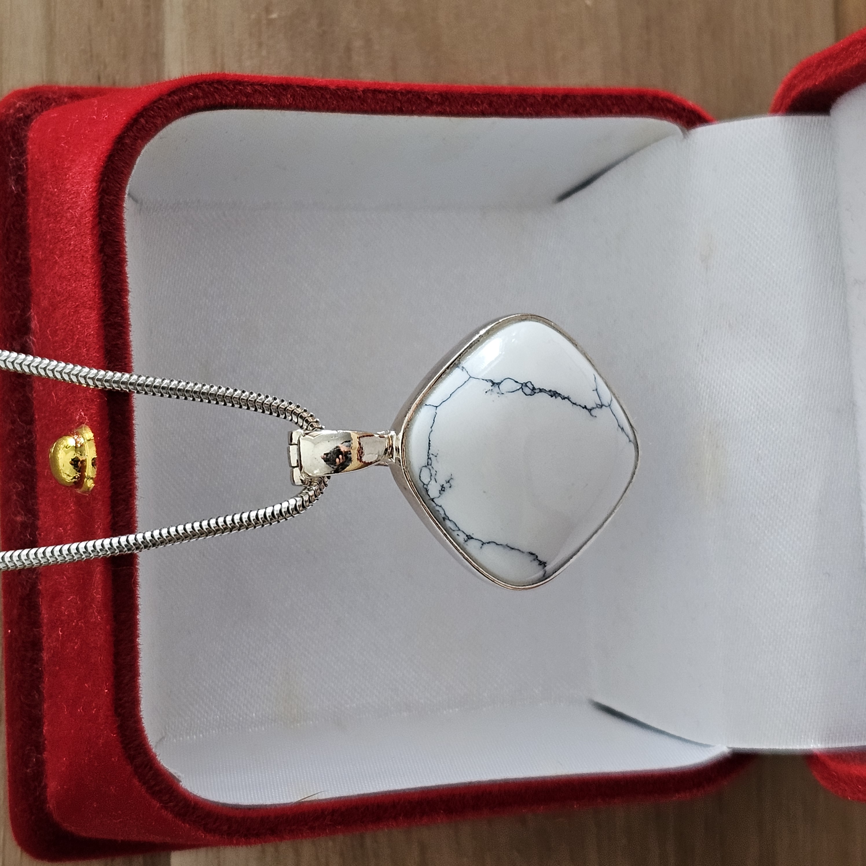 Anhänger Silberanhänger ohne Kette Silber 925 Howlith weiß Vintage elegant SKA1279