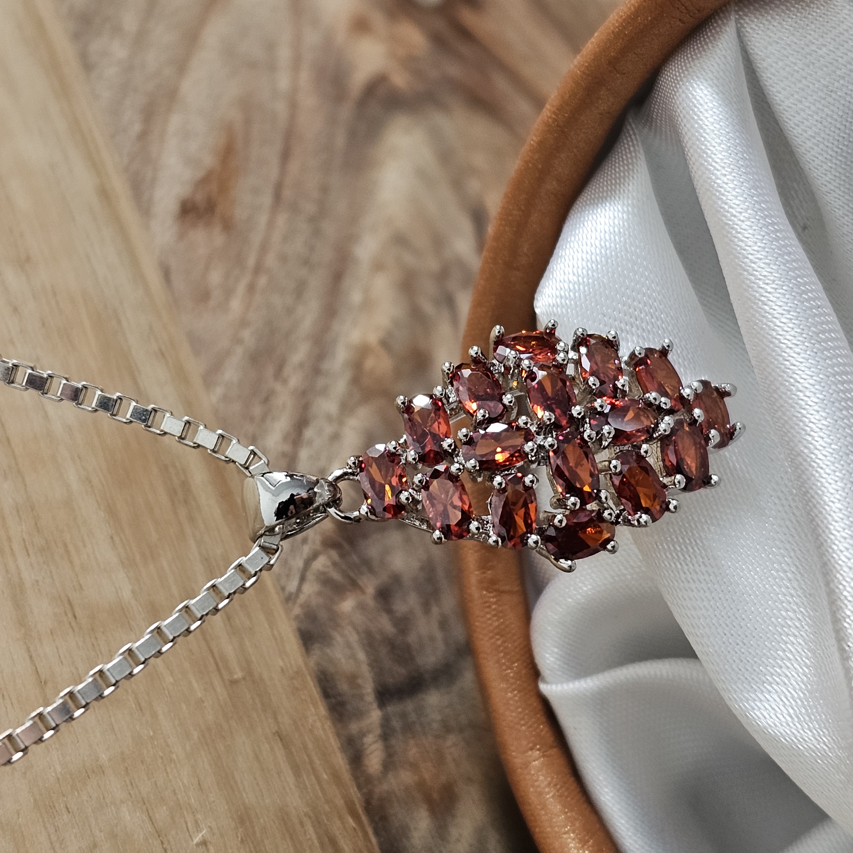 Anhänger Silberanhänger ohne Kette Silber 925 Kristalle Farbton dunkles Orange Vintage elegant SKA1297