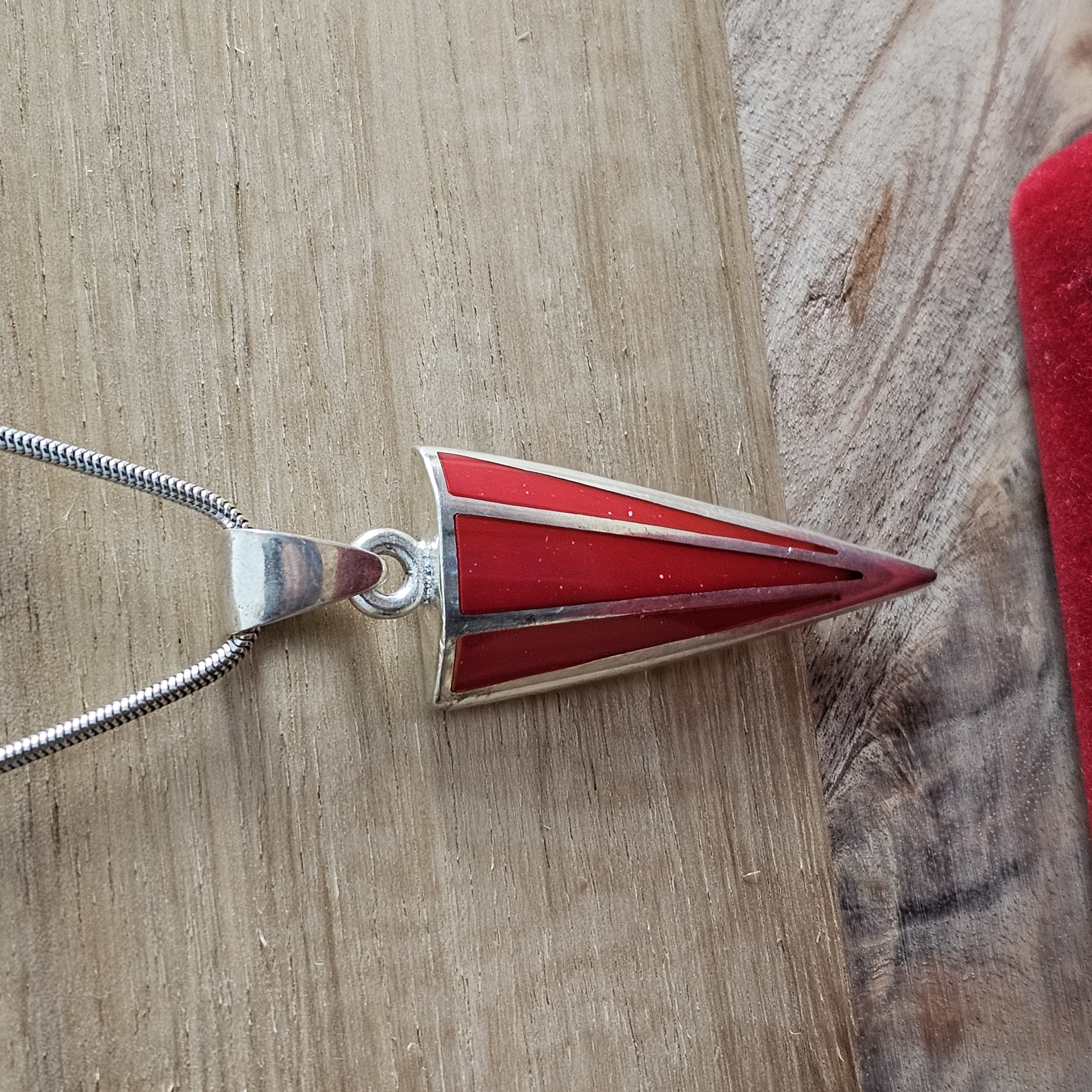 Anhänger Silberanhänger ohne Kette Silber 925 Emaille rot Vintage elegant SKA1307