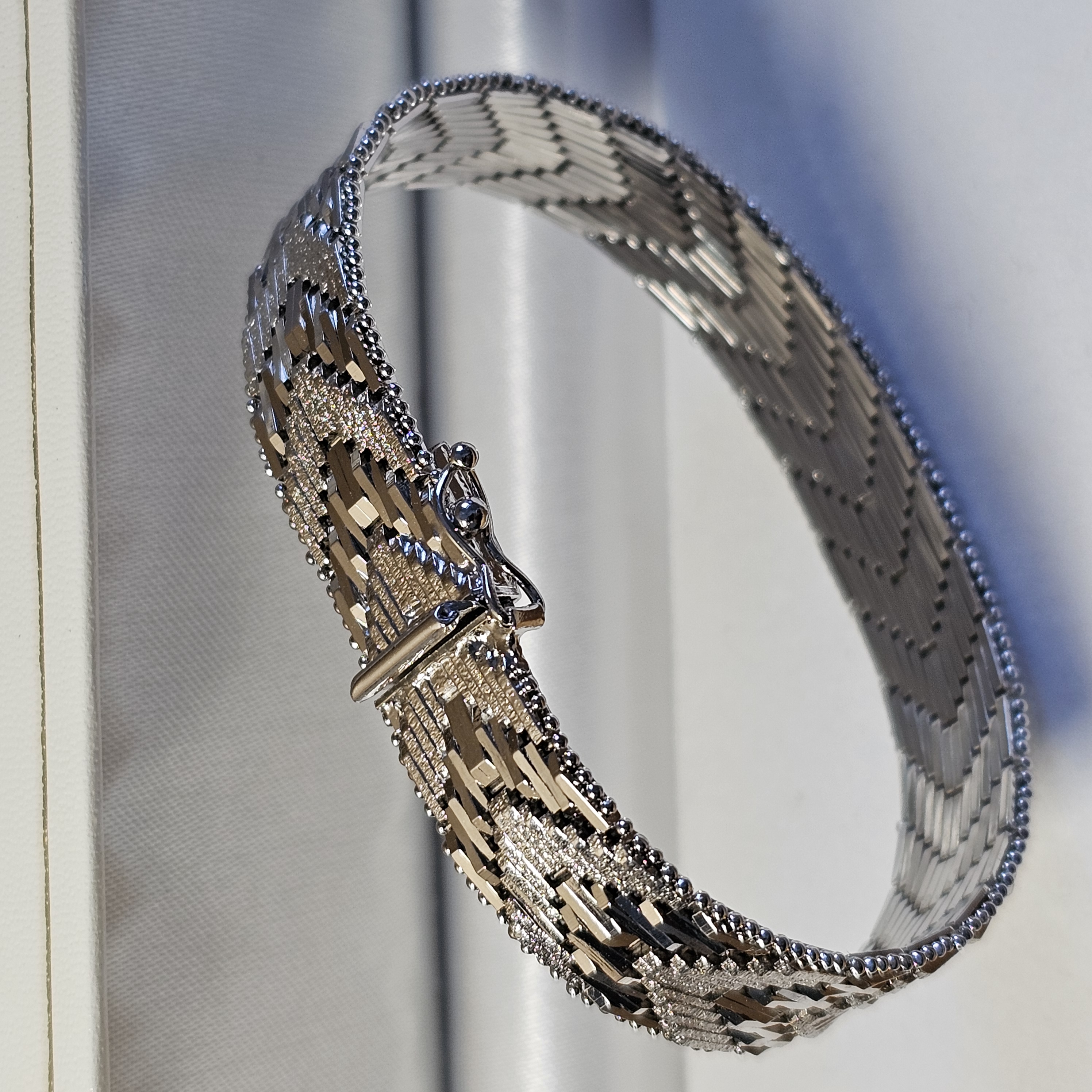 18,5 cm Teppicharmband Schlangenarmband Milanaise Armband Silber 835 Vintage Design edel glänzend SA496 – Bild 3