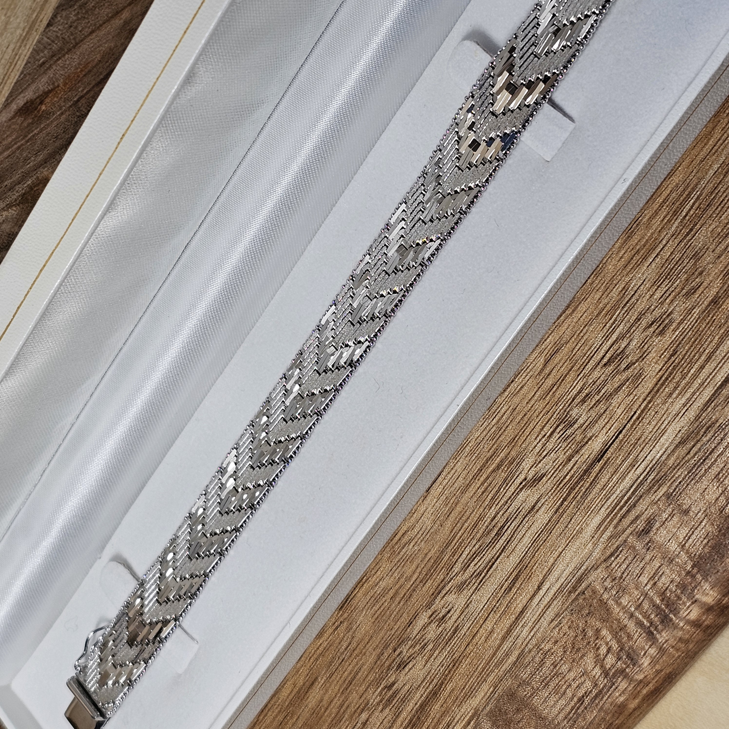 18,5 cm Teppicharmband Schlangenarmband Milanaise Armband Silber 835 Vintage Design edel glänzend SA496 – Bild 4