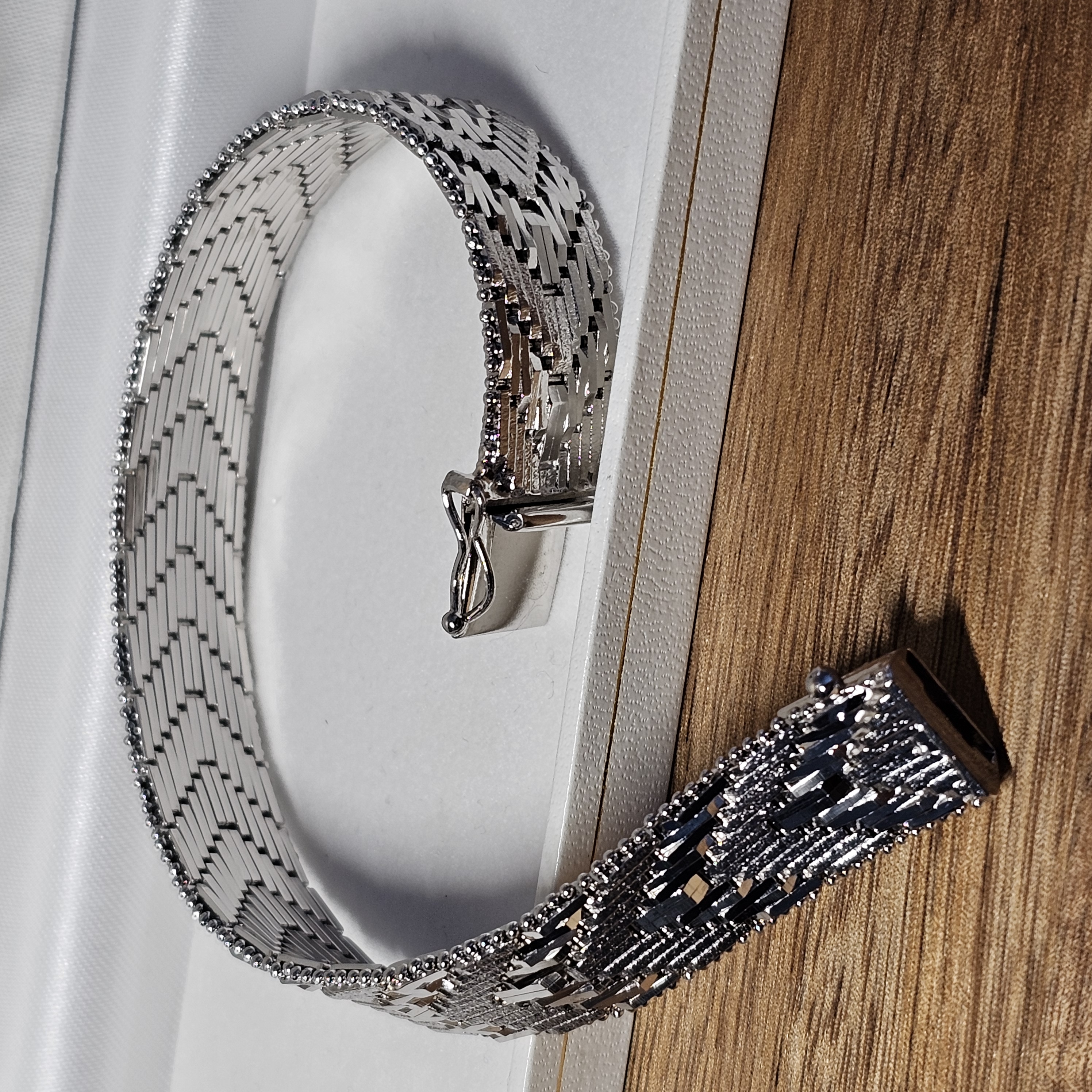 18,5 cm Teppicharmband Schlangenarmband Milanaise Armband Silber 835 Vintage Design edel glänzend SA496 – Bild 5