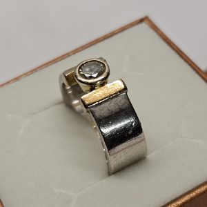 19,6 mm Silberring Ring Silber 925 teilvergoldet Kristall klar edel Vintage Design SR1555