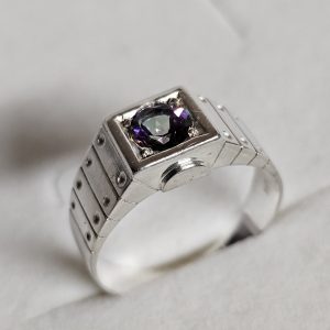 21,5 mm Silberring Ring Silber 925 Rheinkiesel Vintage Design elegant selten rar SR1567