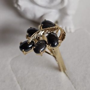 19 mm Nostalgischer Ring Silber 925 vergoldet Hämatit edel Vintage Design SR1571